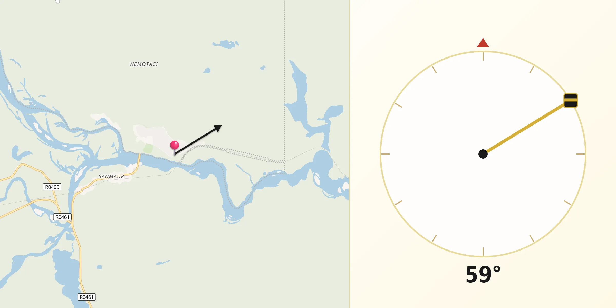 Qibla Direction from Weymontachie