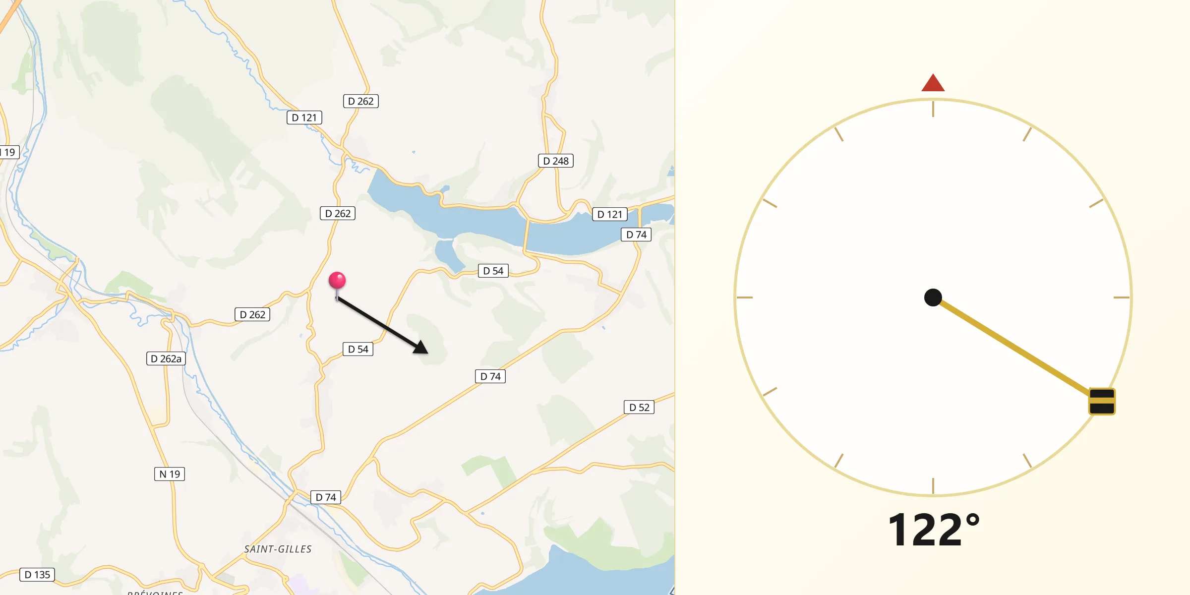 Direction vers la Qibla depuis Bannes