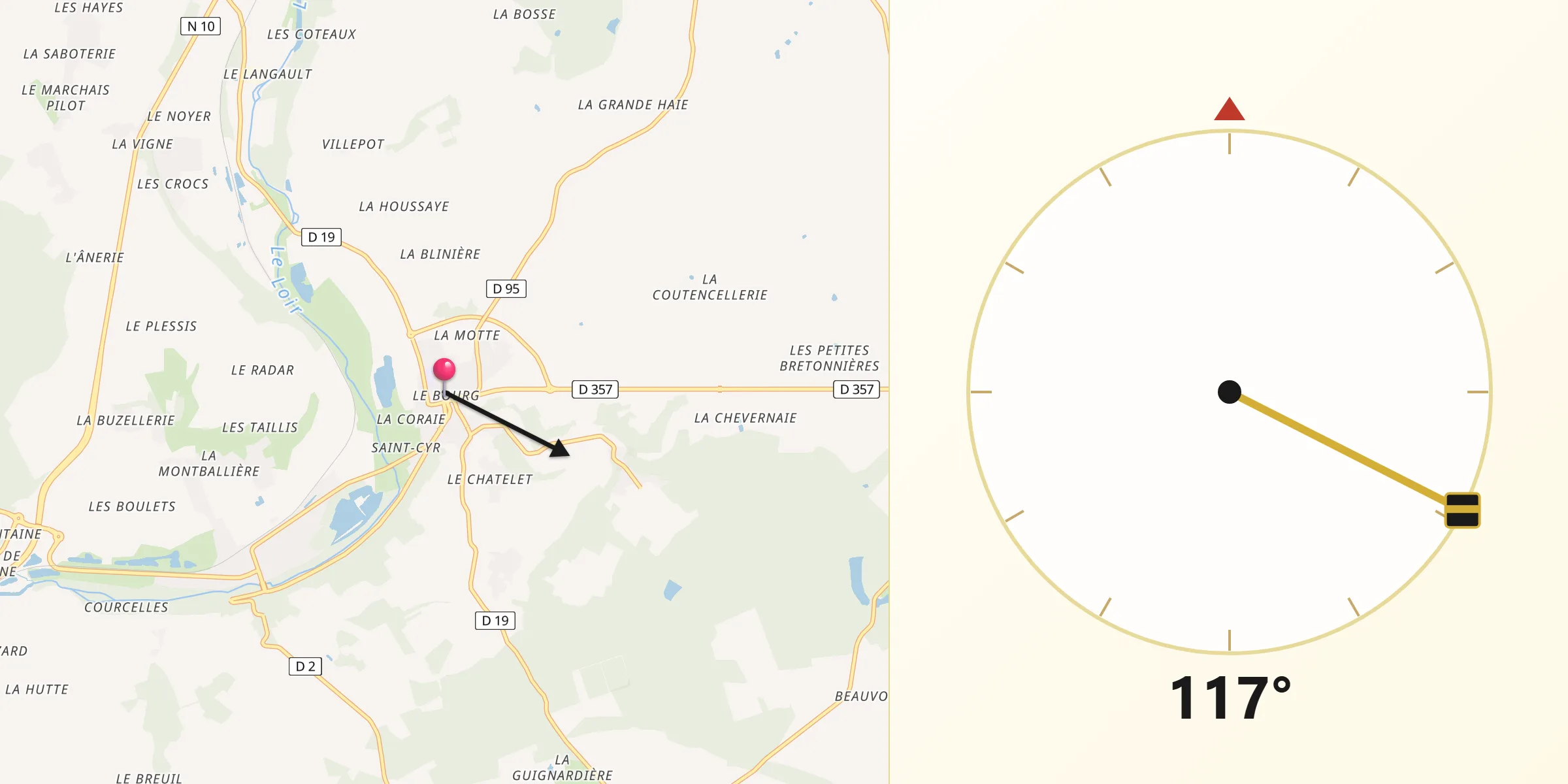 Direction vers la Qibla depuis Morée