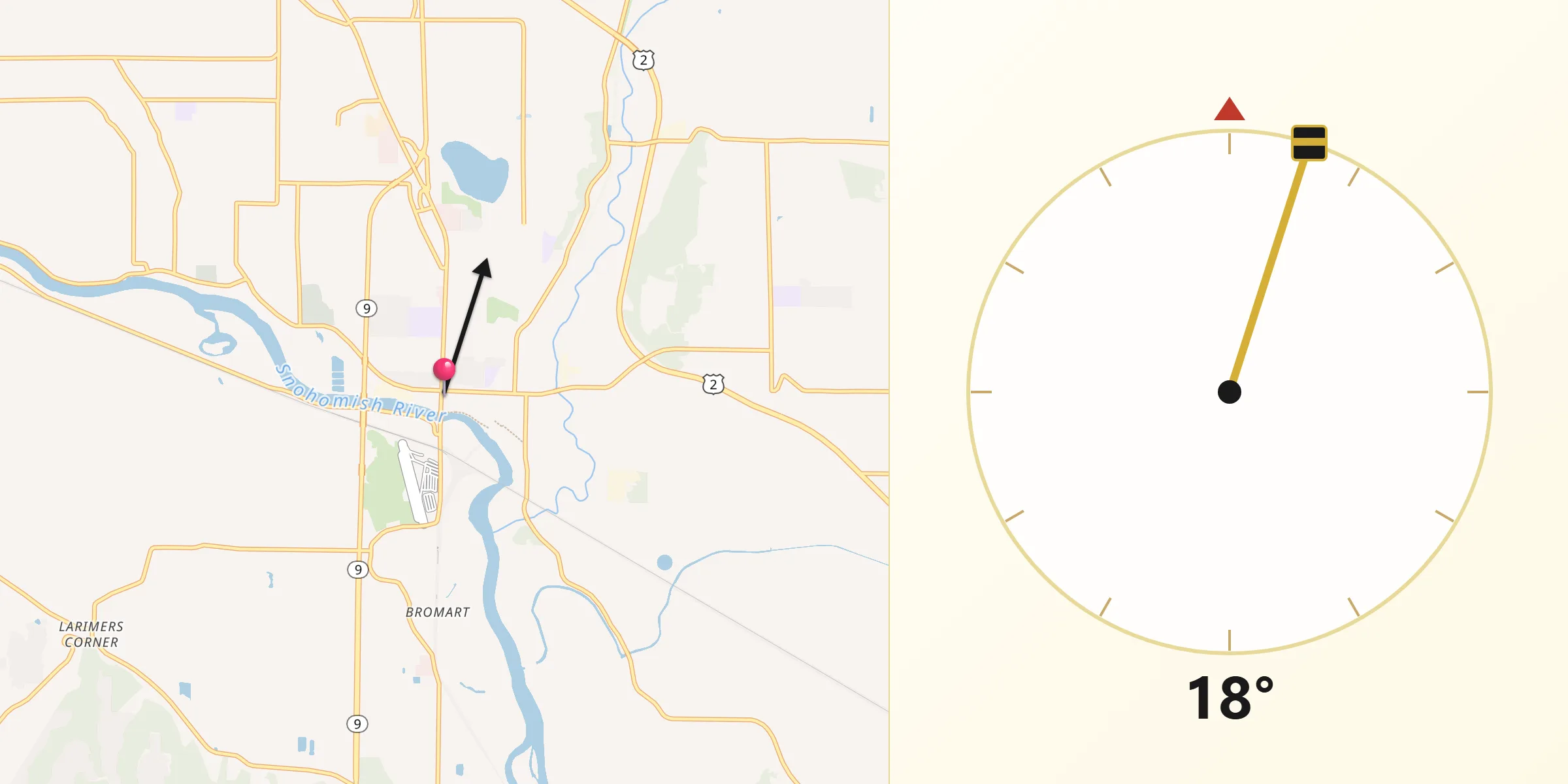 Qibla Direction from Snohomish