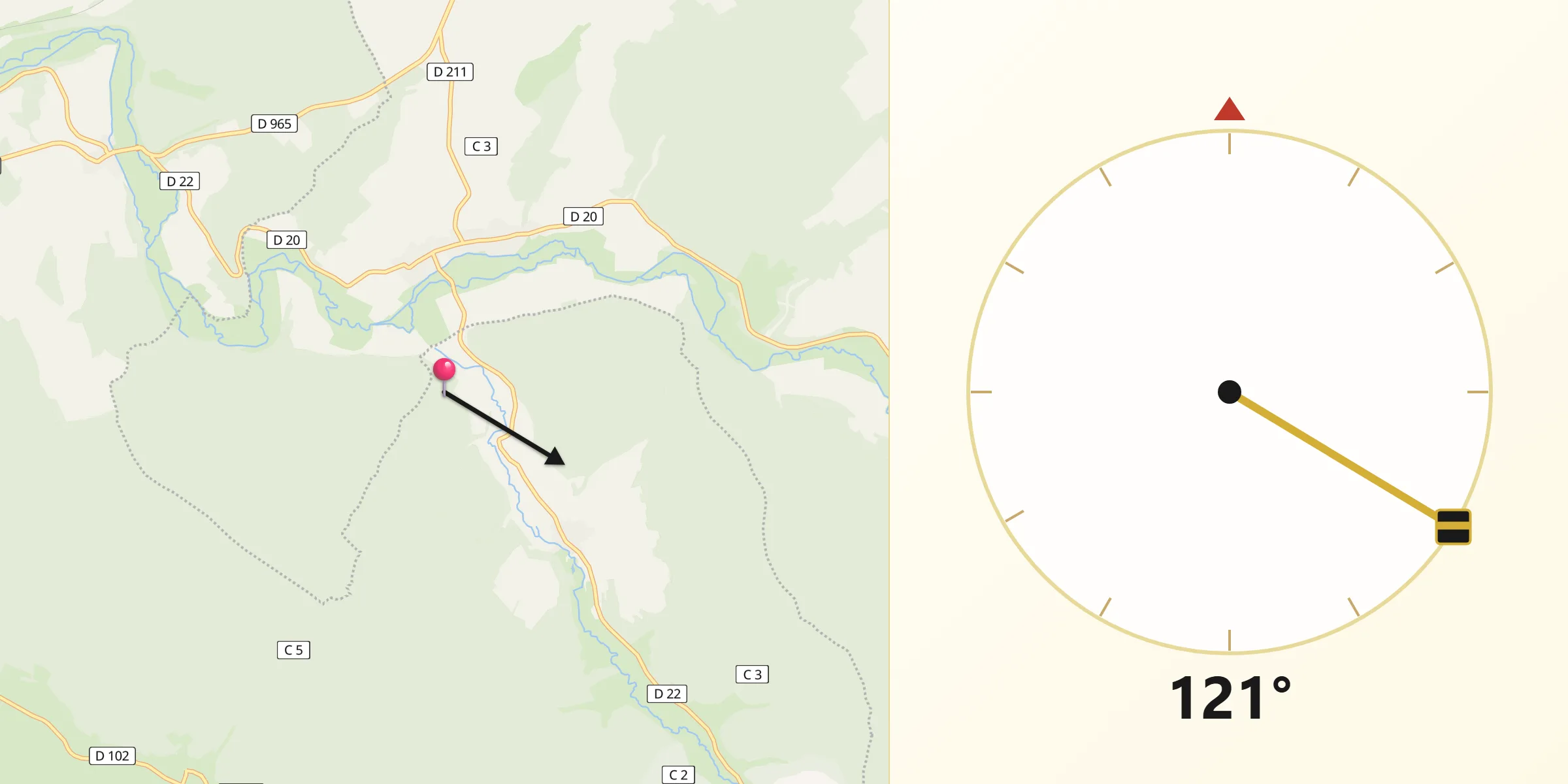 Direction vers la Qibla depuis Aubepierre-sur-Aube