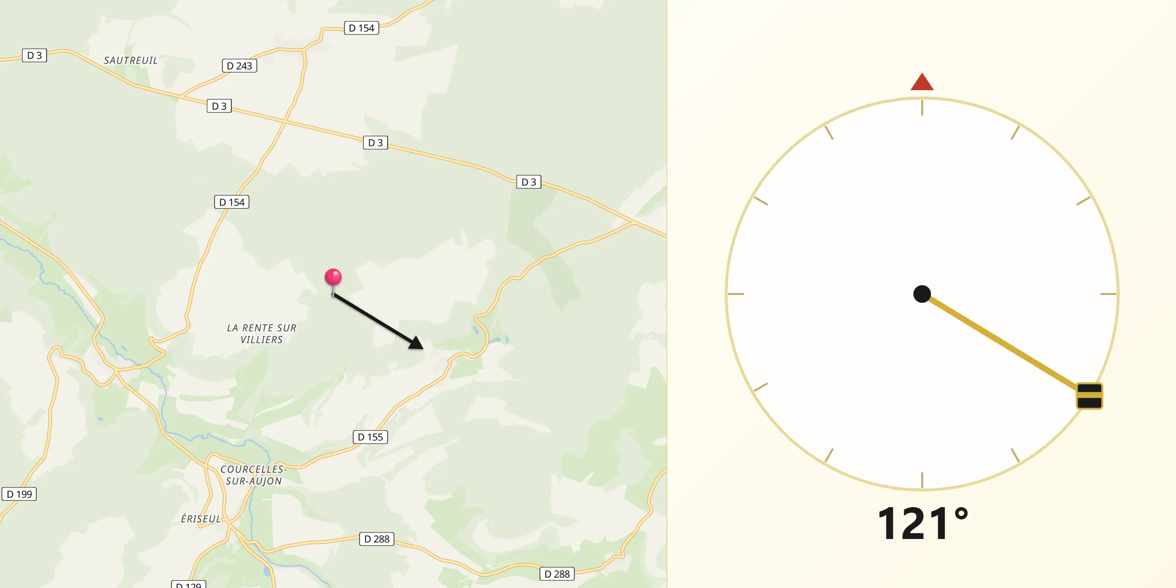 Direction vers la Qibla depuis Ternat