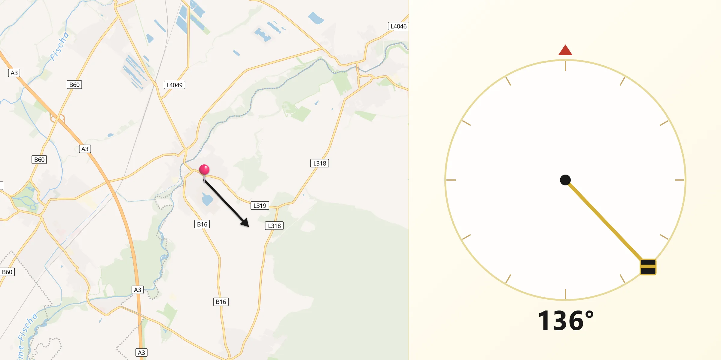 Qibla-Richtung von Wimpassing an der Leitha