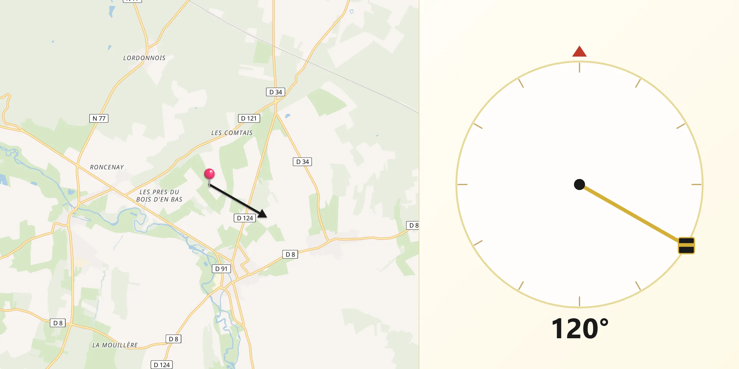 Direction vers la Qibla depuis Département de l'Yonne