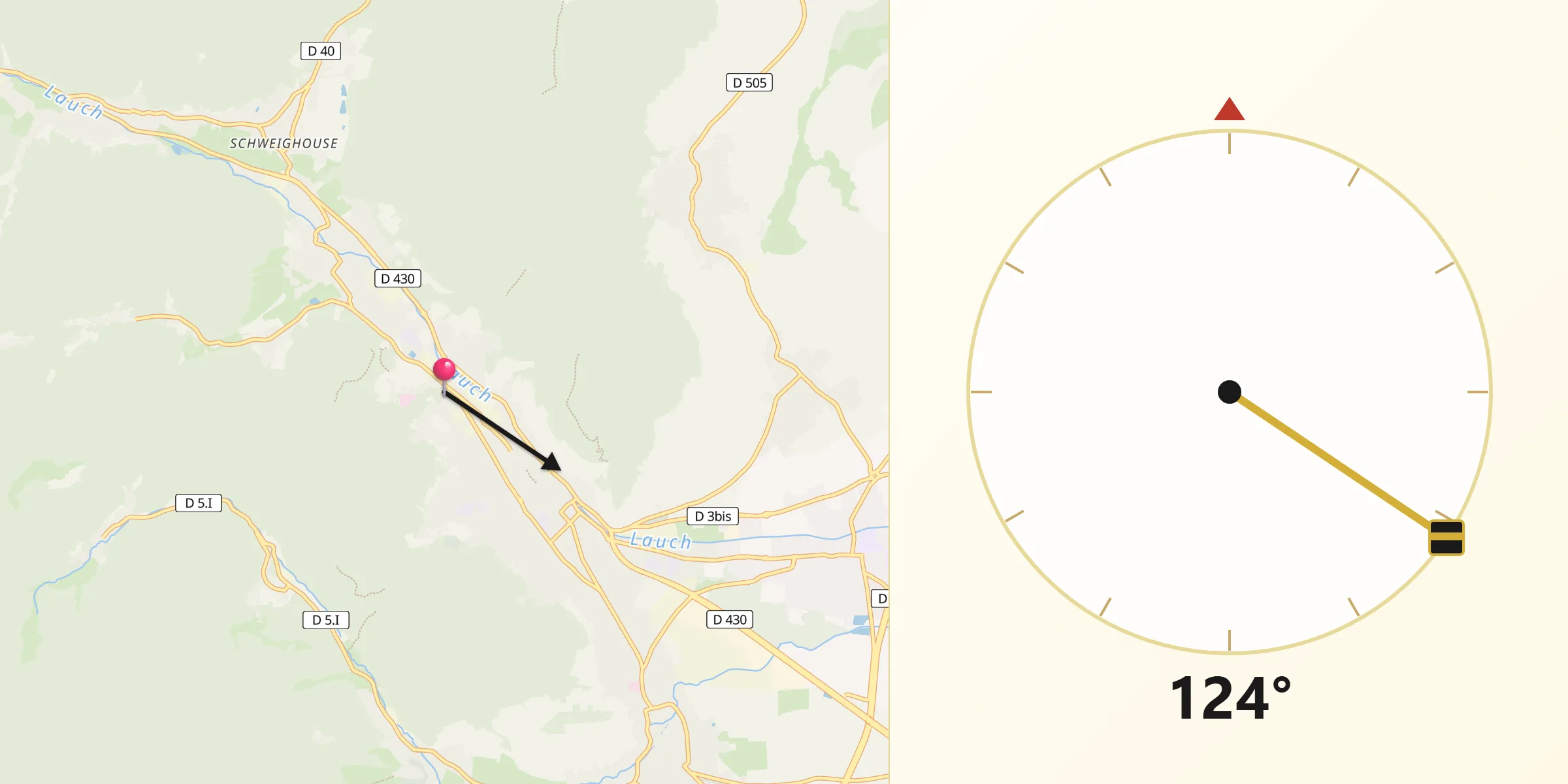 Direction vers la Qibla depuis Guebwiller