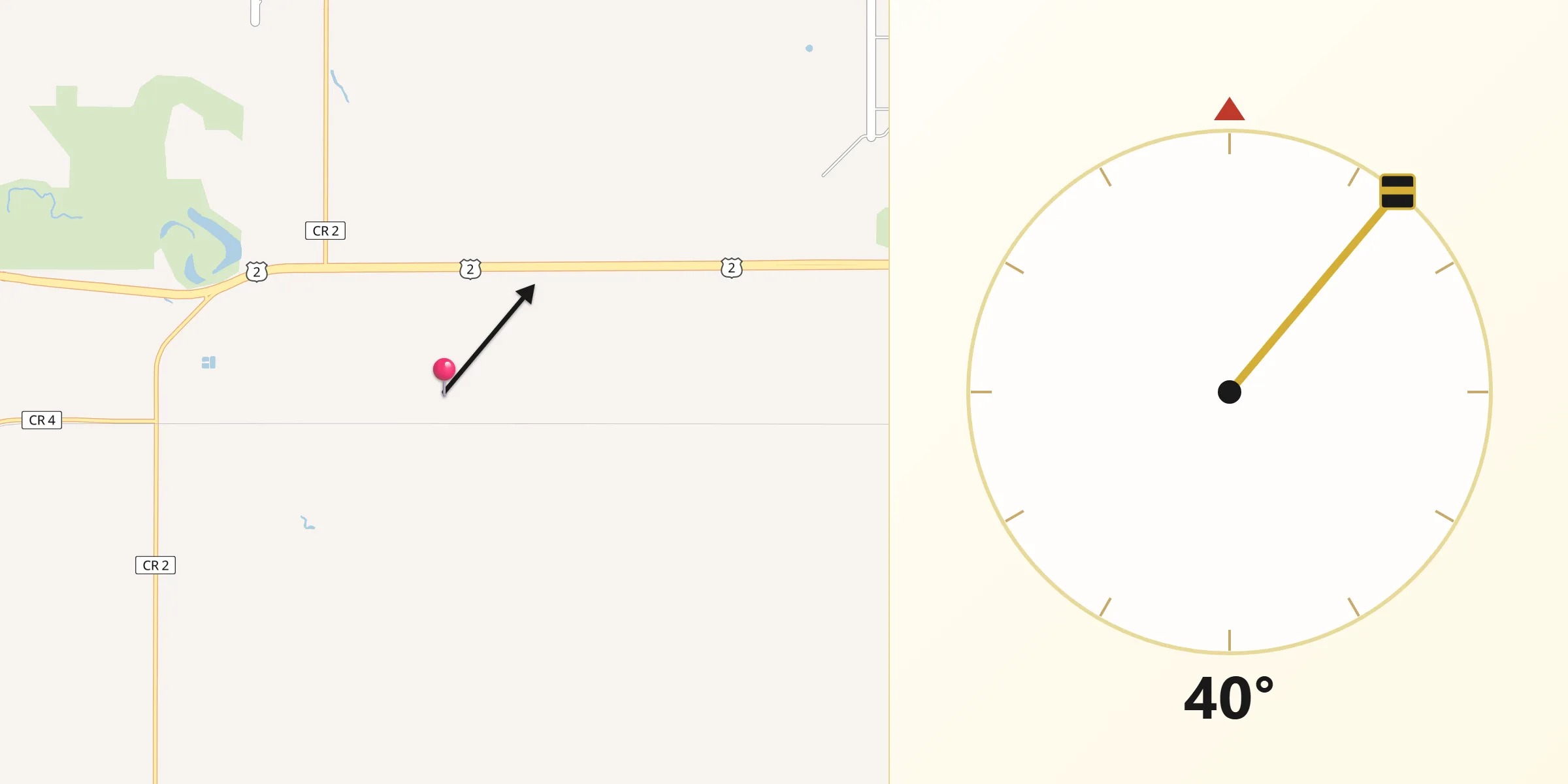 Qibla Direction from Grand Forks County
