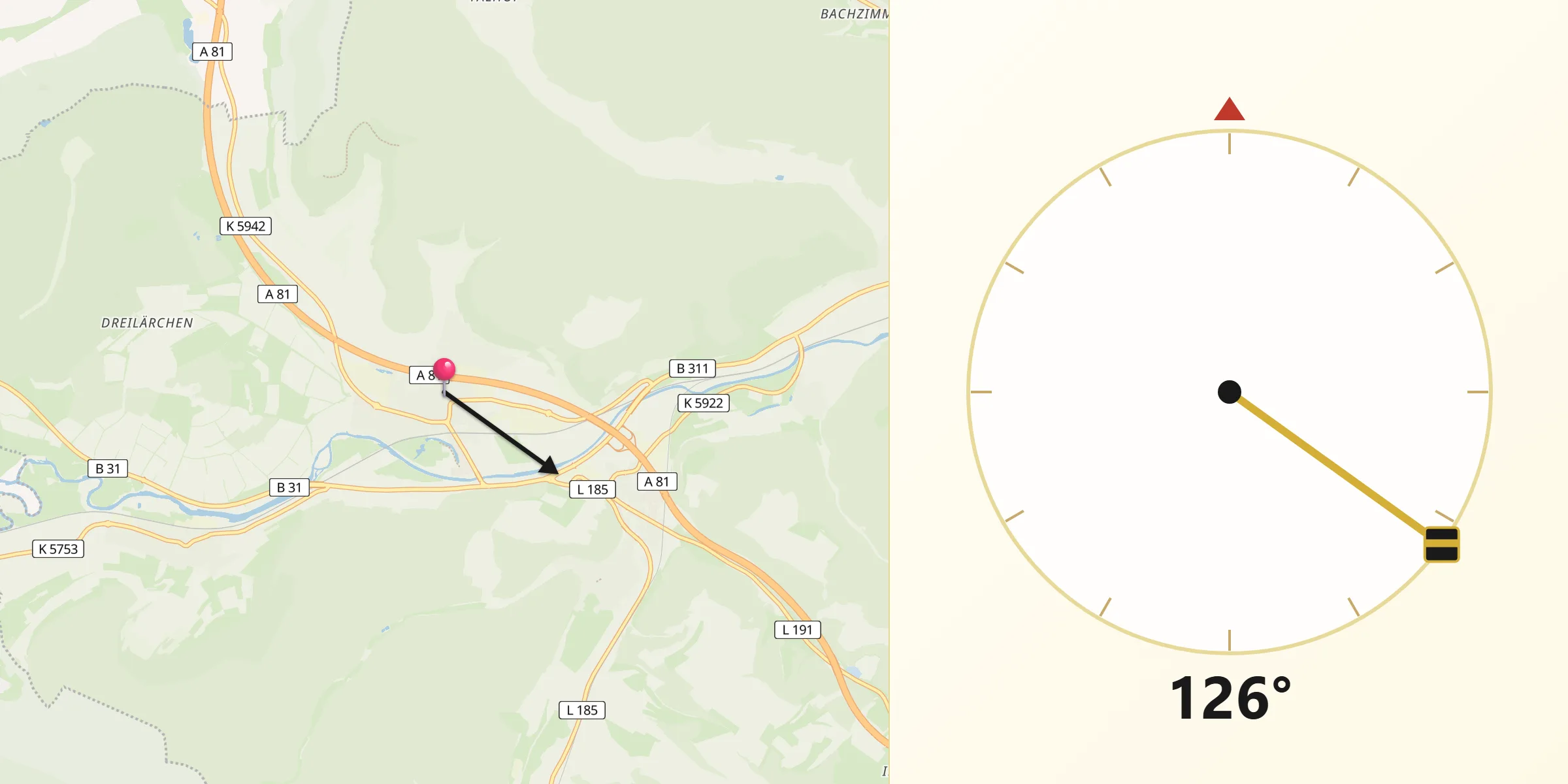 Qibla-Richtung von Geisingen