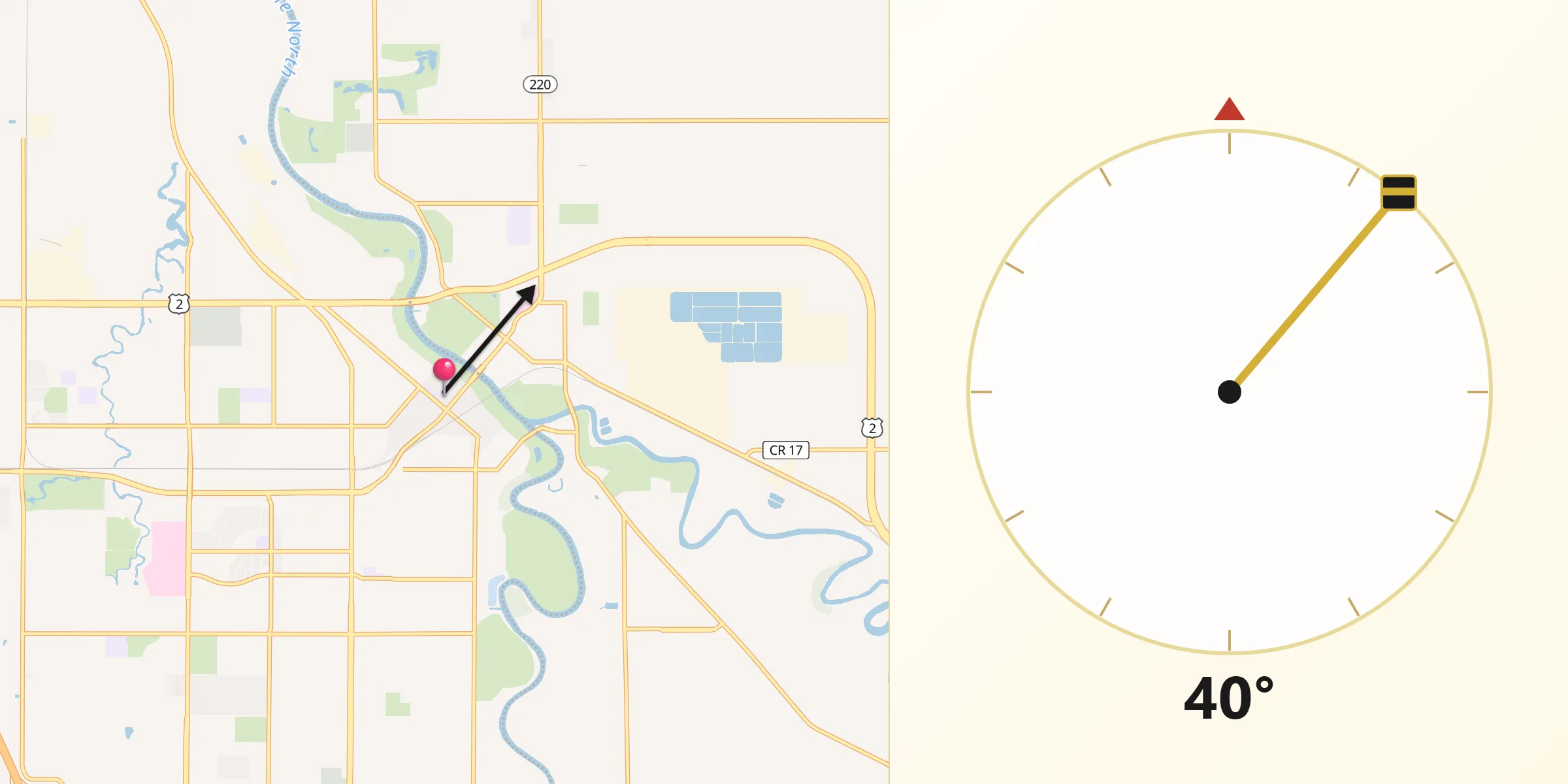 Qibla Direction from Grand Forks