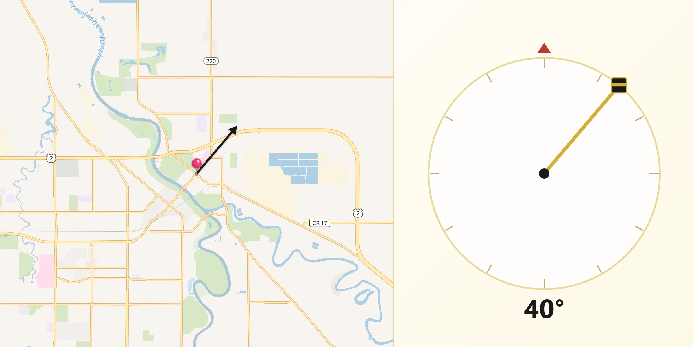 Qibla Direction from East Grand Forks