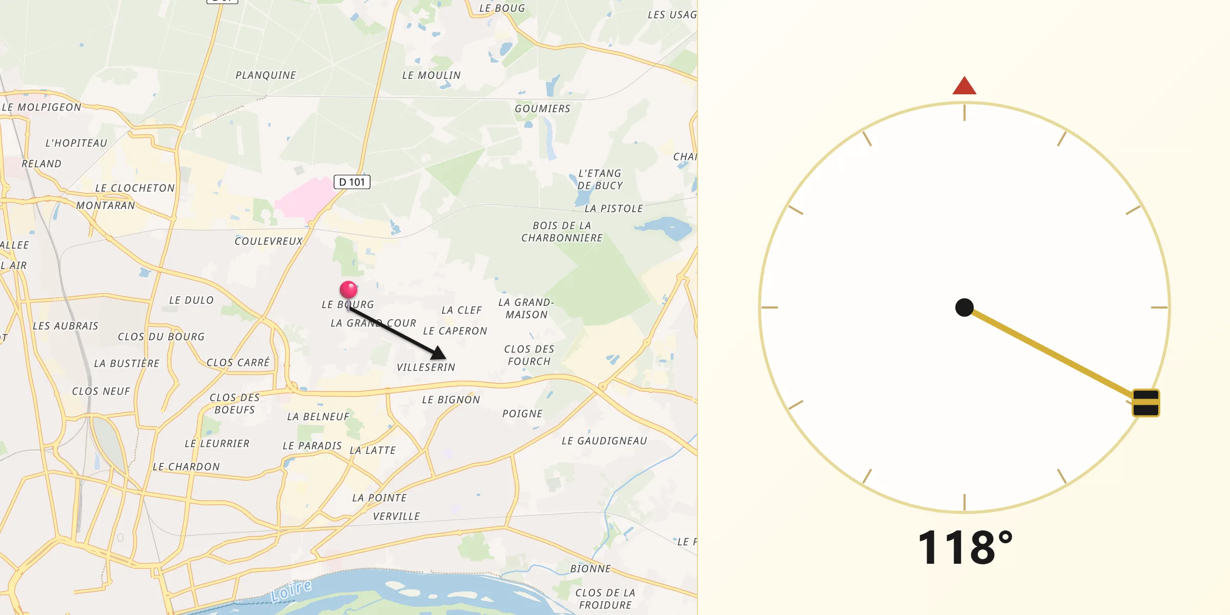 Direction vers la Qibla depuis Semoy