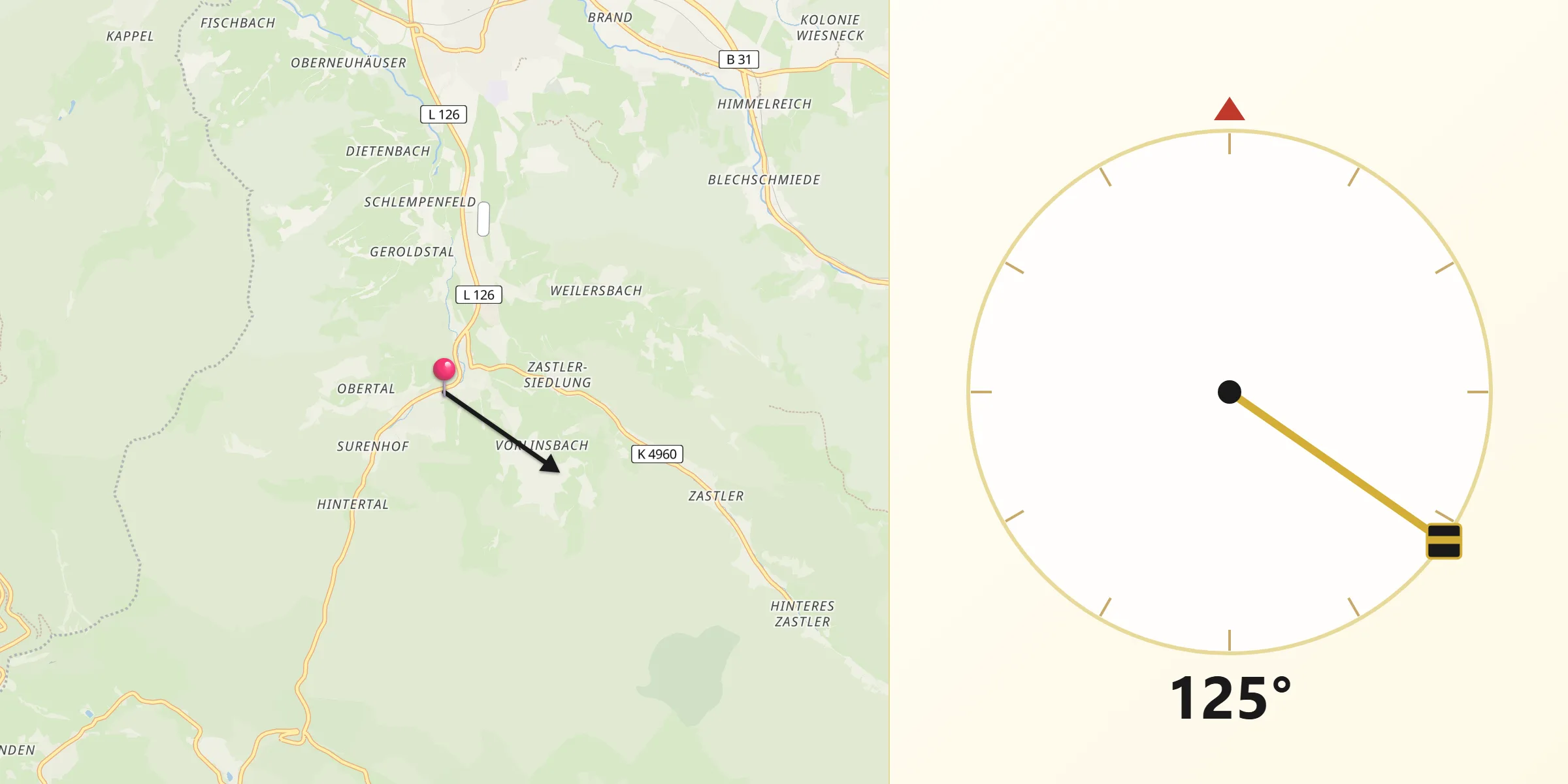 Qibla-Richtung von Oberried