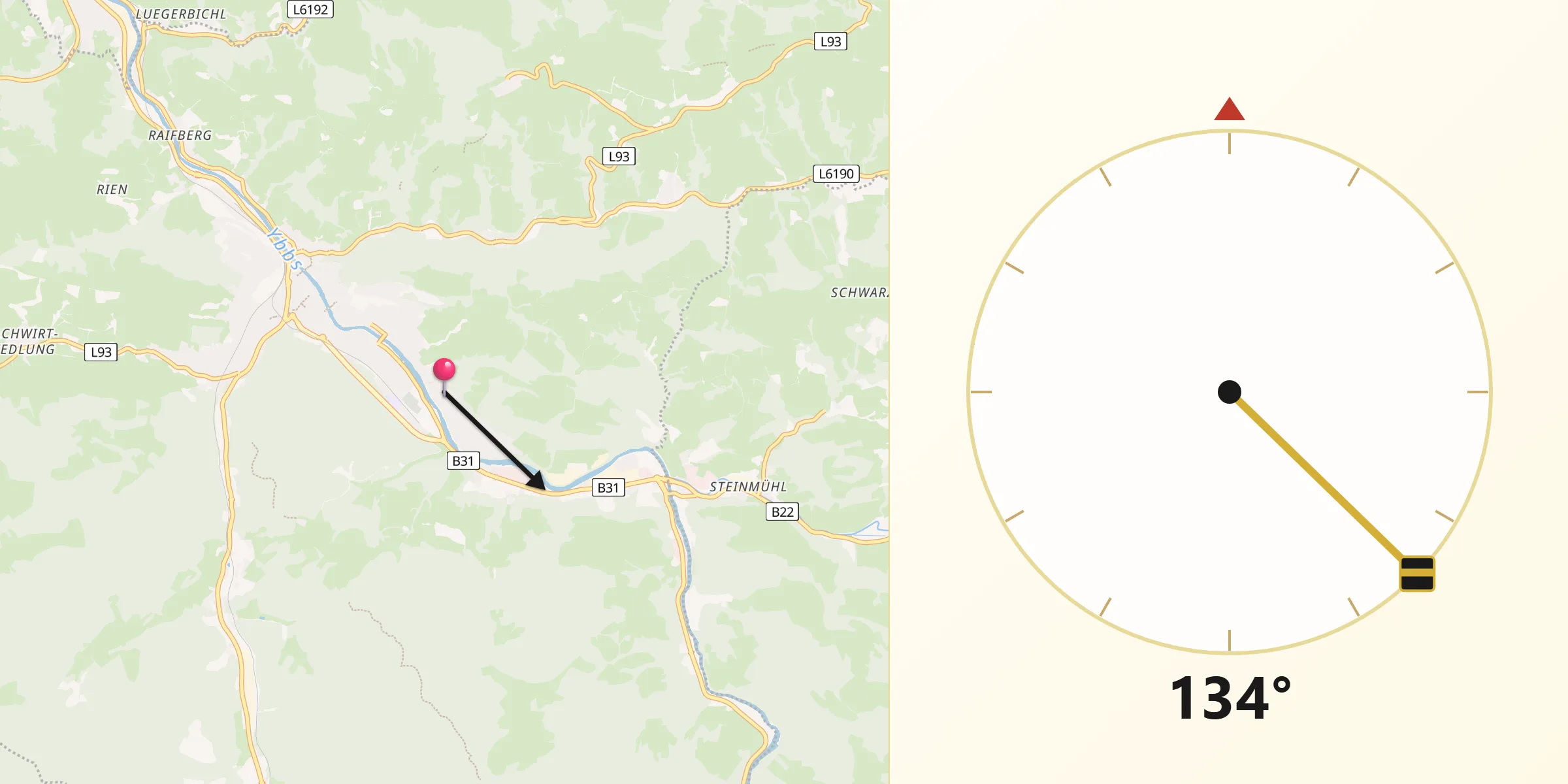 Qibla-Richtung von Zell-Arzberg