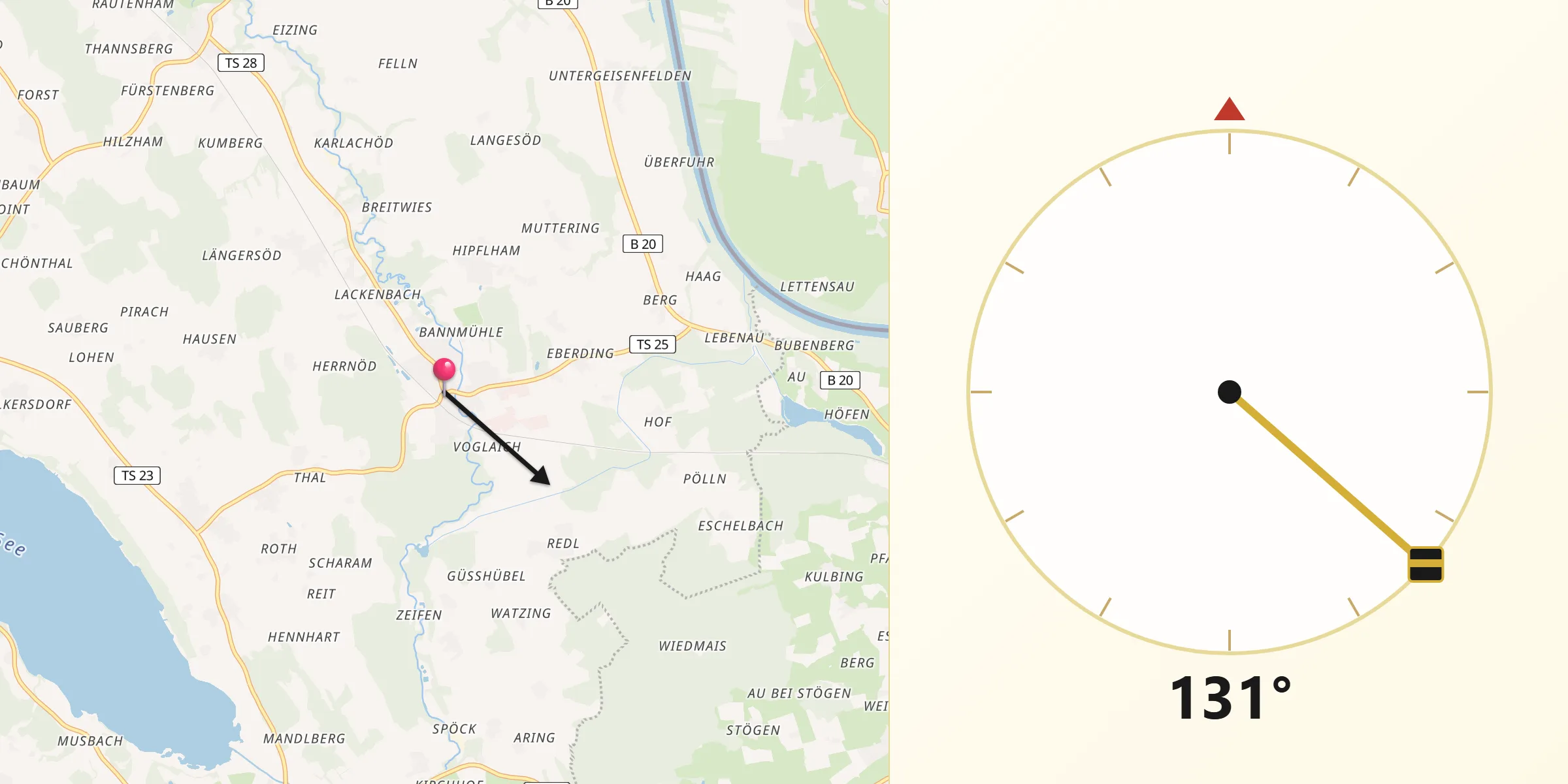 Qibla-Richtung von Kirchanschöring
