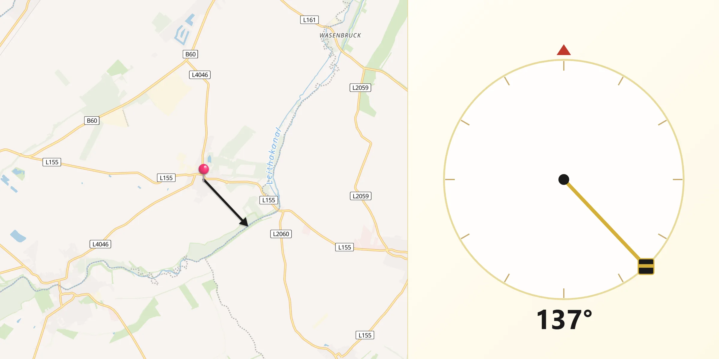 Qibla-Richtung von Seibersdorf