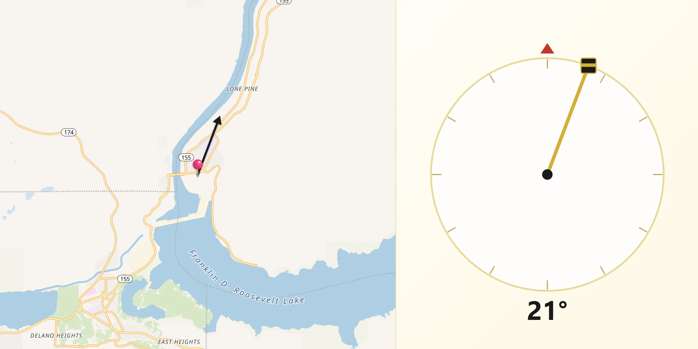 Qibla Direction from Coulee Dam