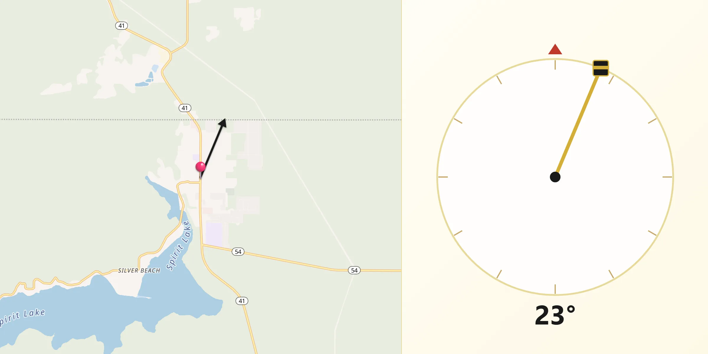 Qibla Direction from Spirit Lake