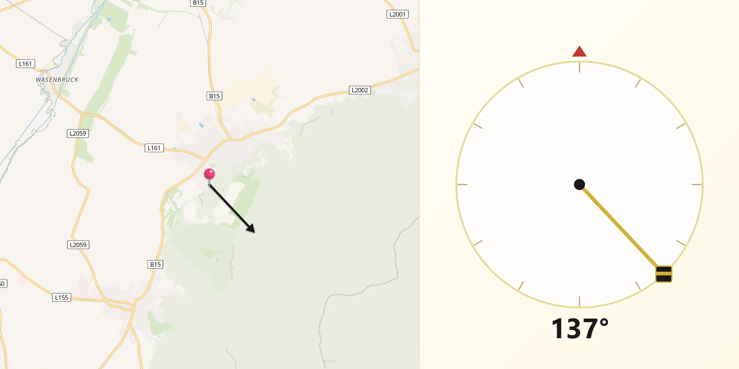 Qibla-Richtung von Mannersdorf am Leithagebirge
