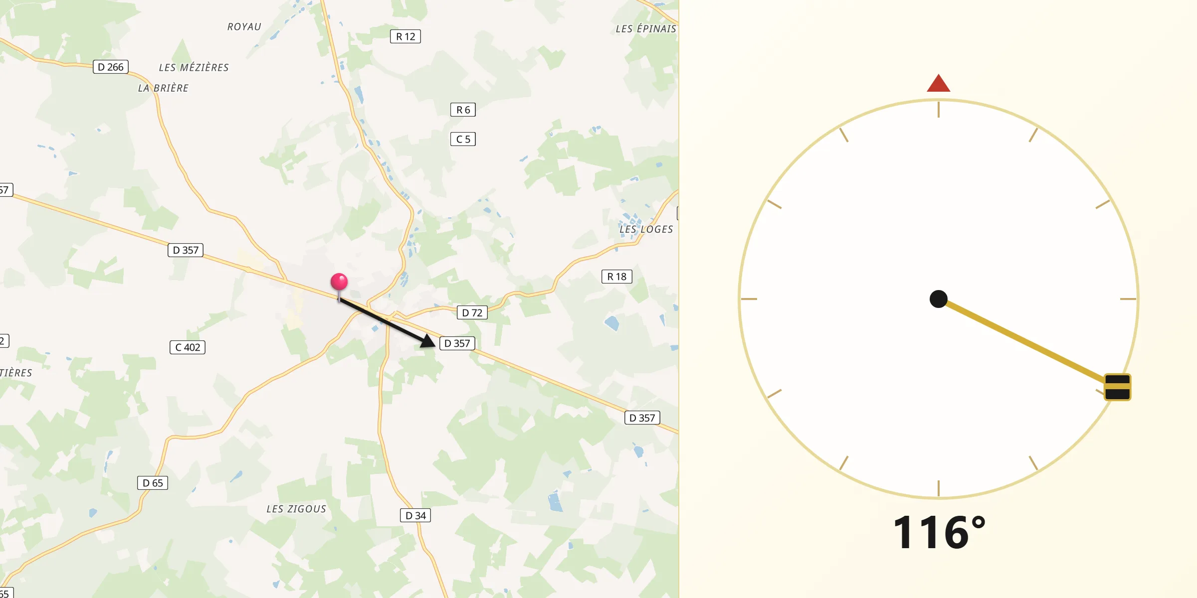 Direction vers la Qibla depuis Bouloire
