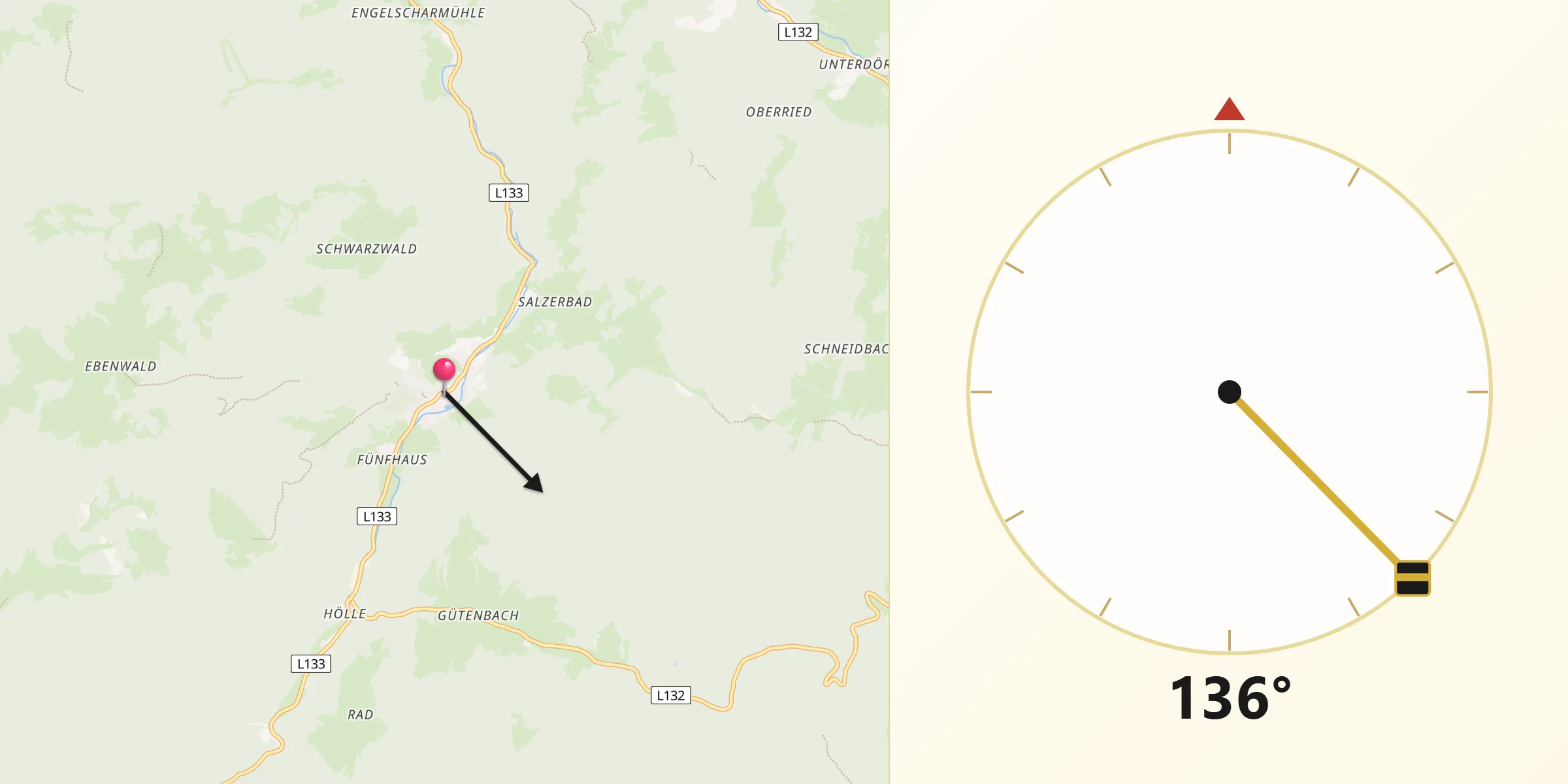 Qibla-Richtung von Kleinzell