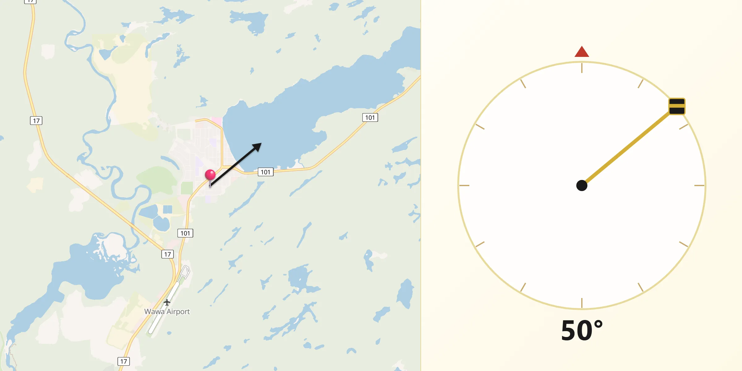 Qibla Direction from Wawa