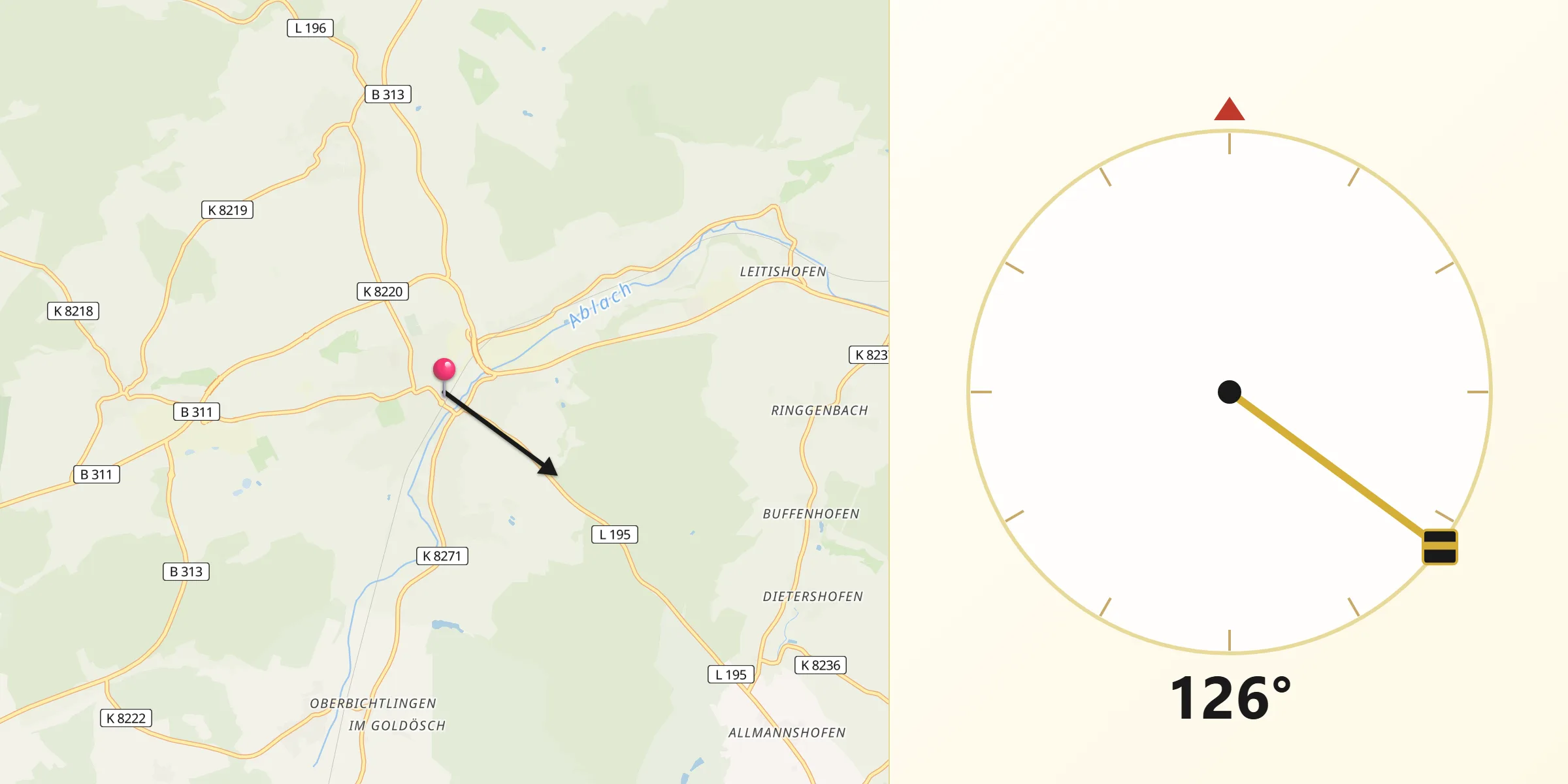 Qibla-Richtung von Meßkirch