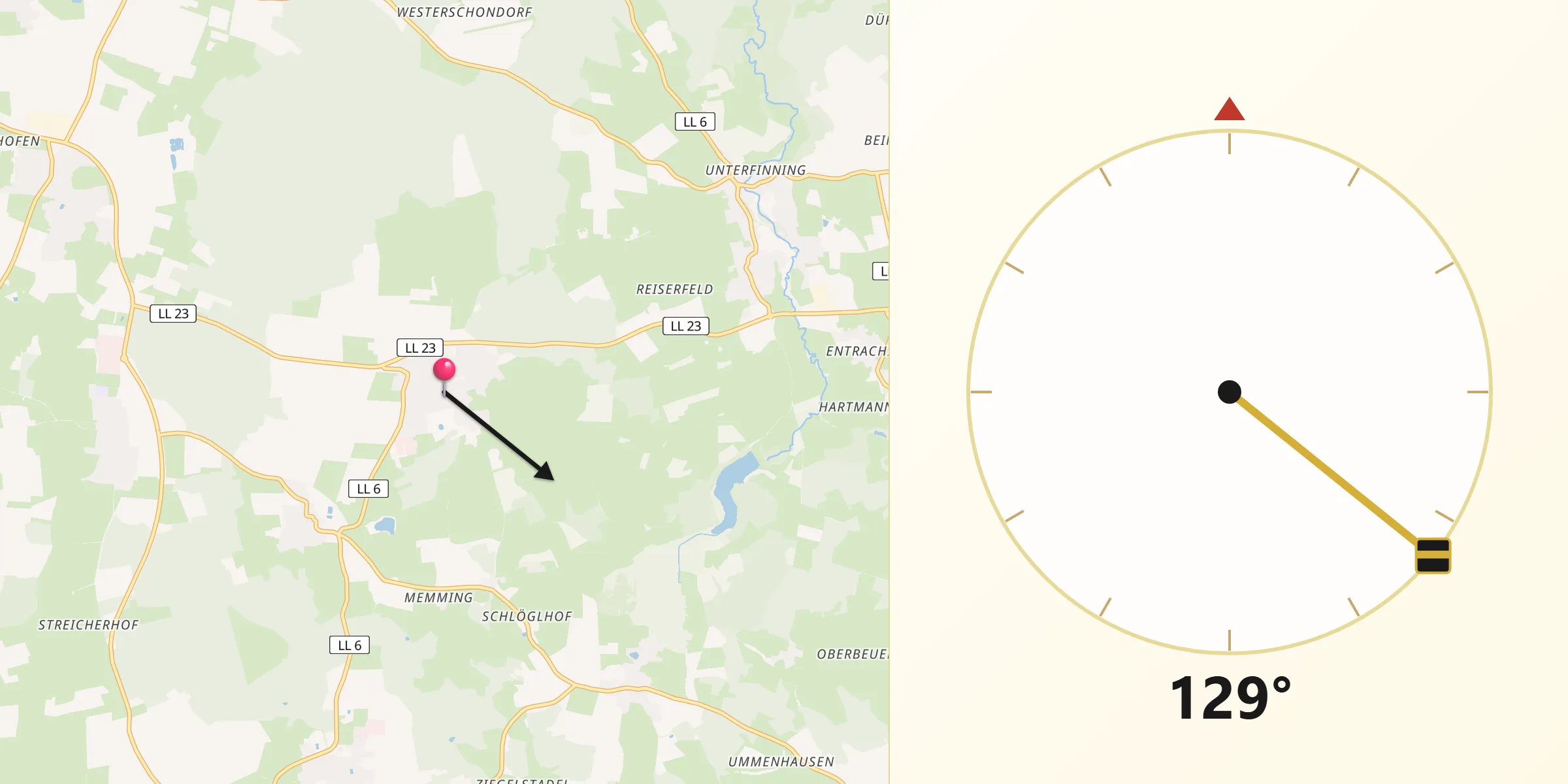 Qibla-Richtung von Hofstetten