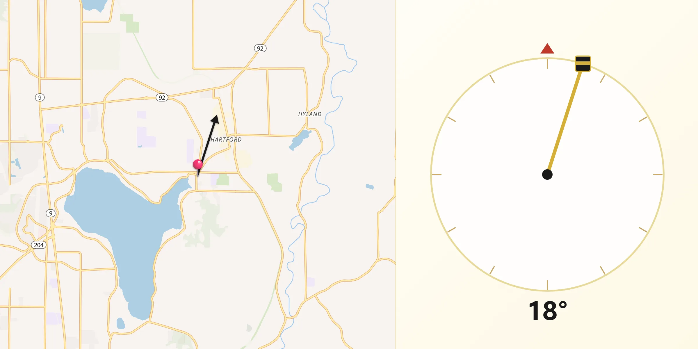 Qibla Direction from Lake Stevens