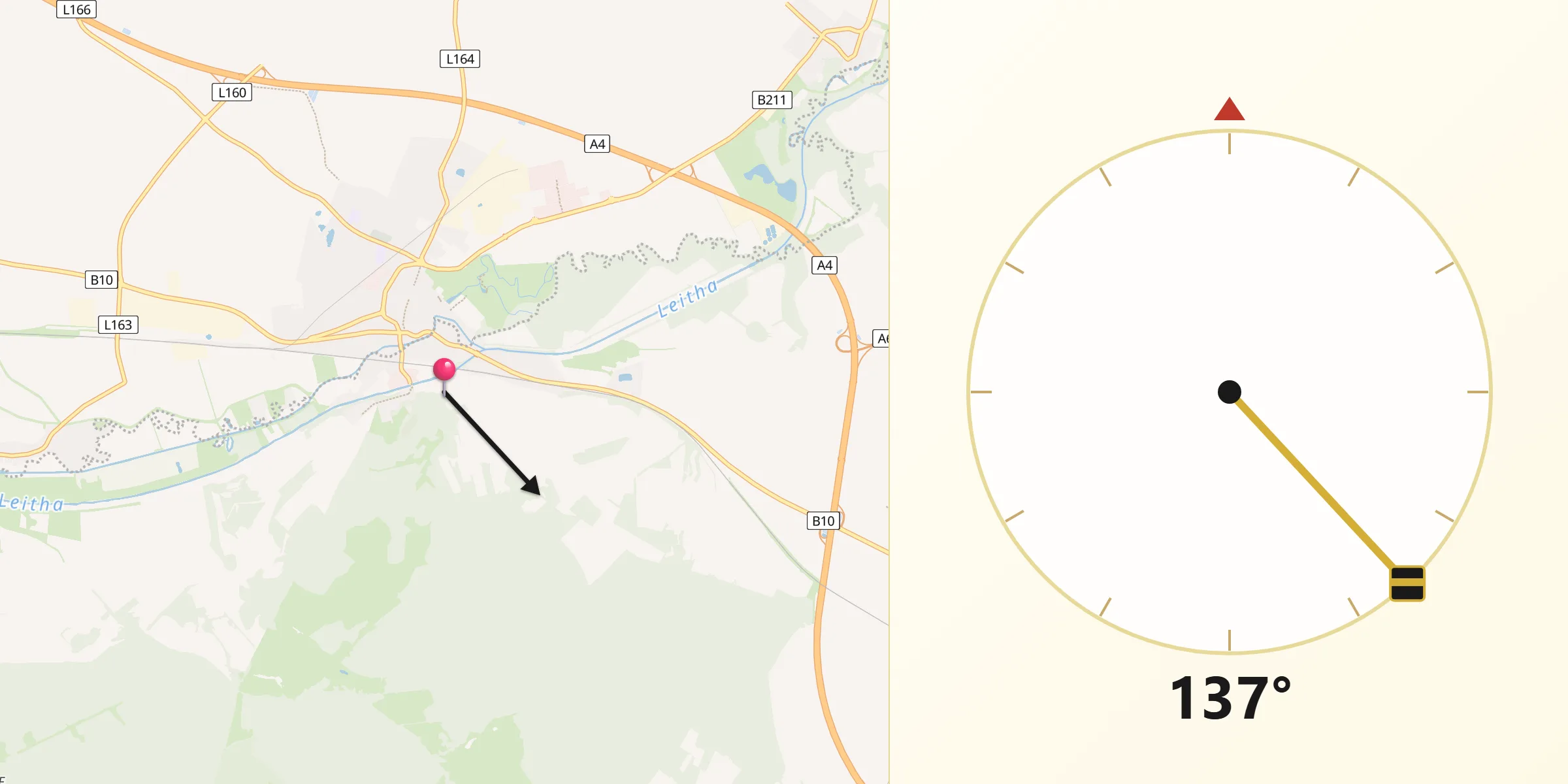 Qibla-Richtung von Bruckneudorf