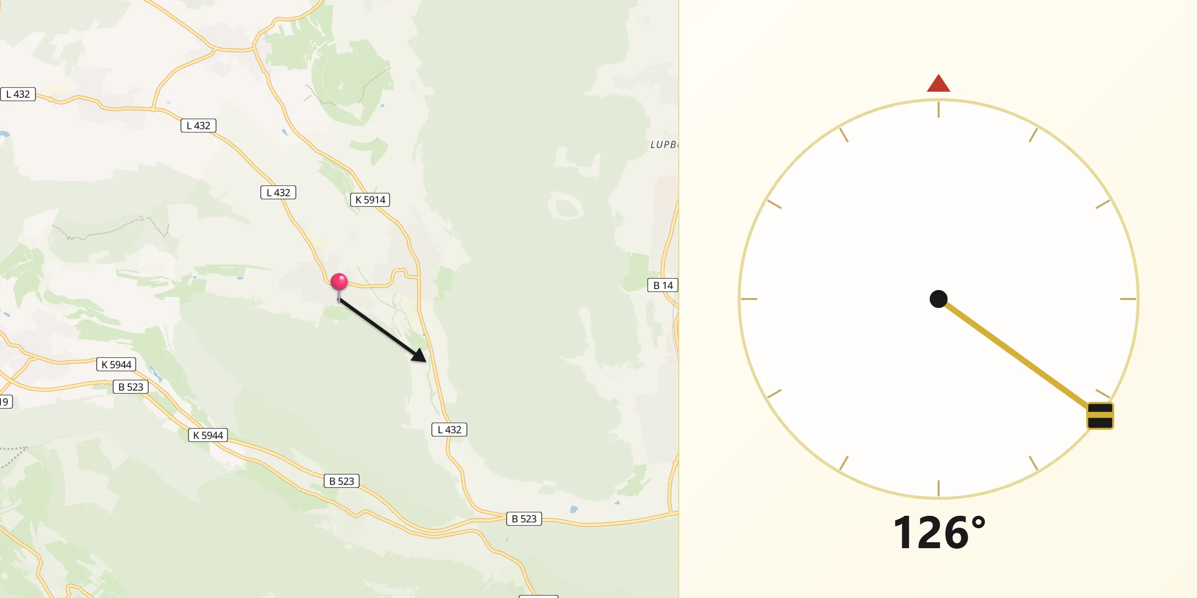 Qibla-Richtung von Seitingen-Oberflacht