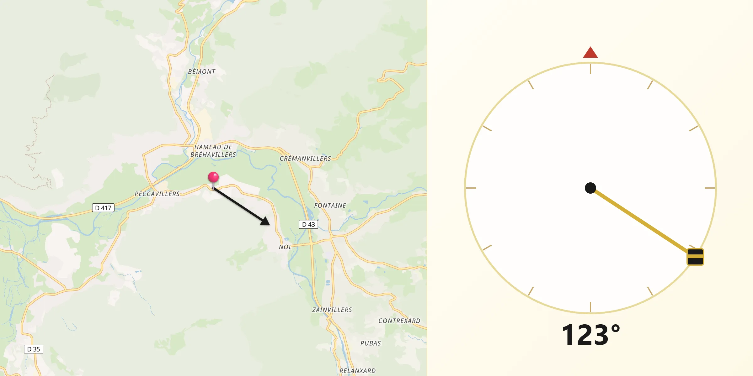Direction vers la Qibla depuis Le Syndicat