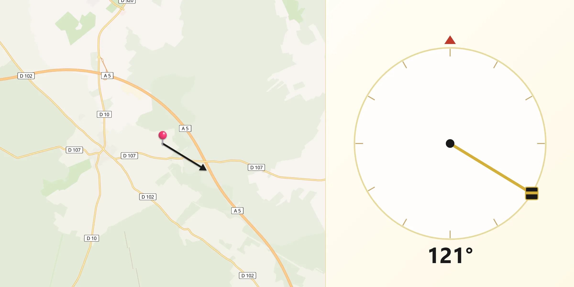 Direction vers la Qibla depuis Foulain