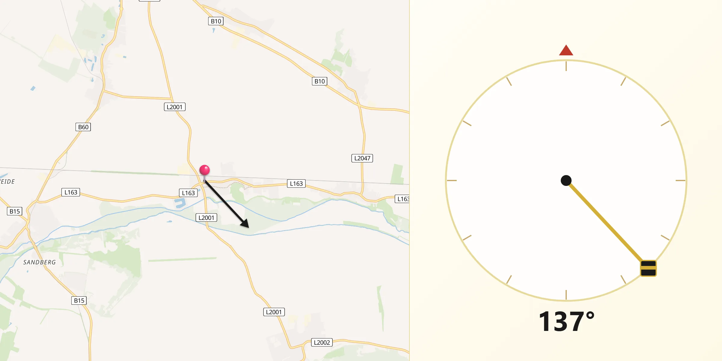 Qibla-Richtung von Trautmannsdorf an der Leitha