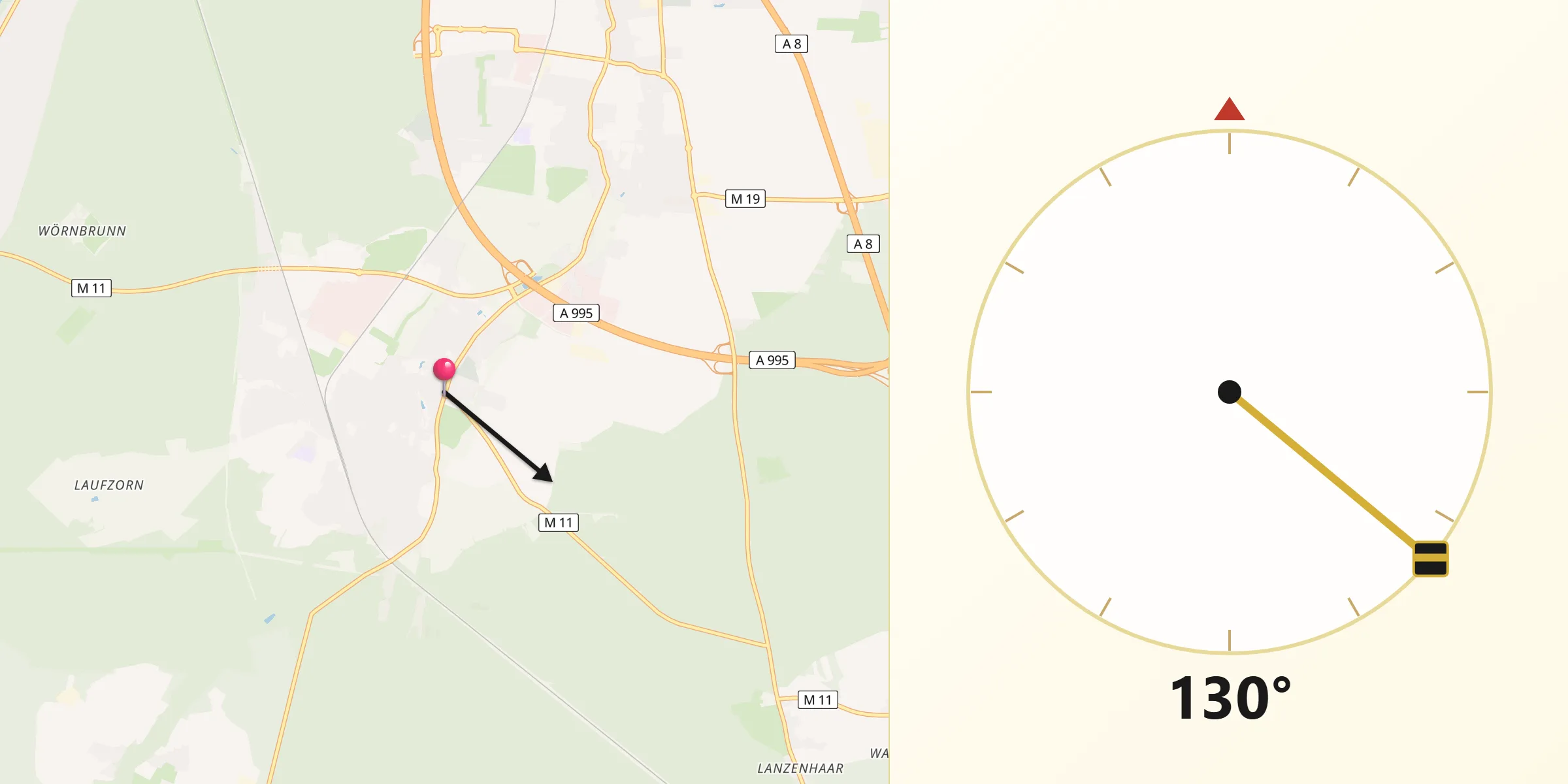 Qibla-Richtung von Oberhaching