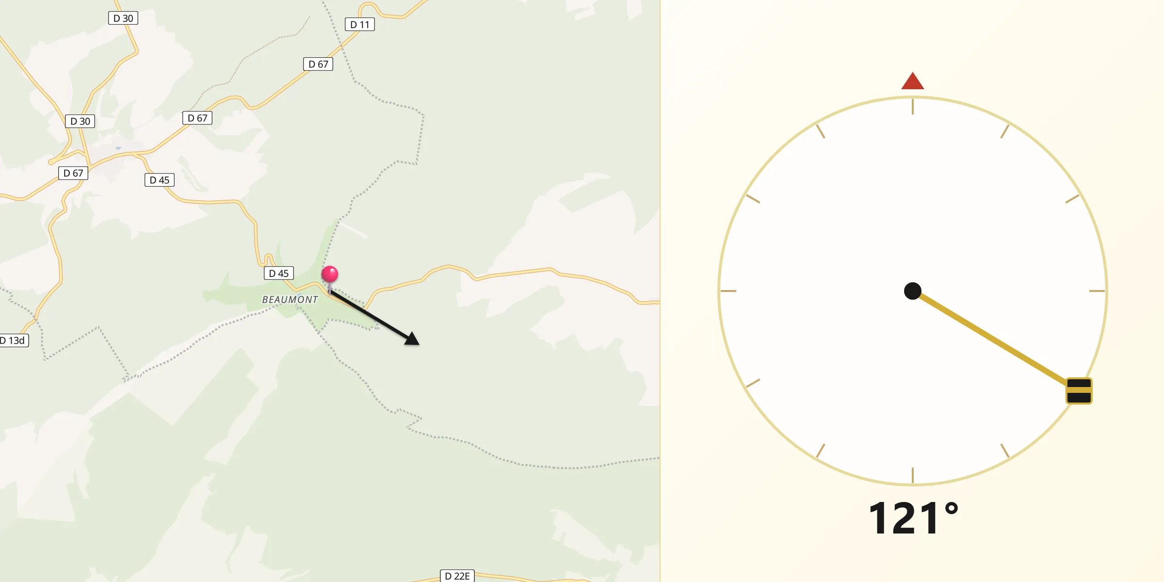 Direction vers la Qibla depuis Lanty-sur-Aube
