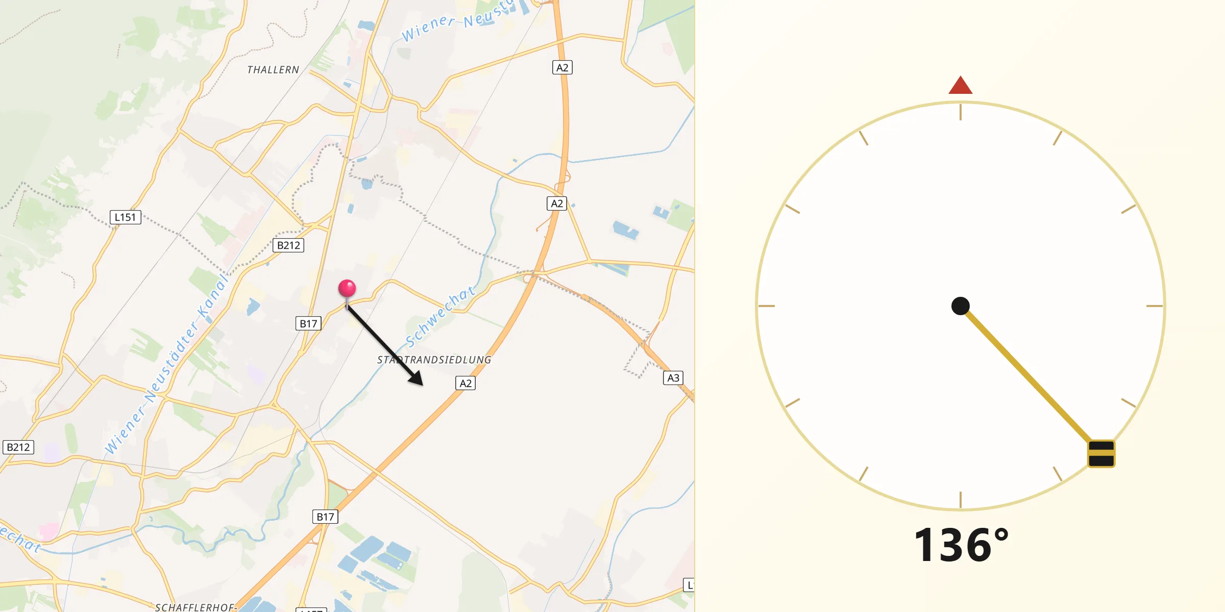 Qibla-Richtung von Möllersdorf