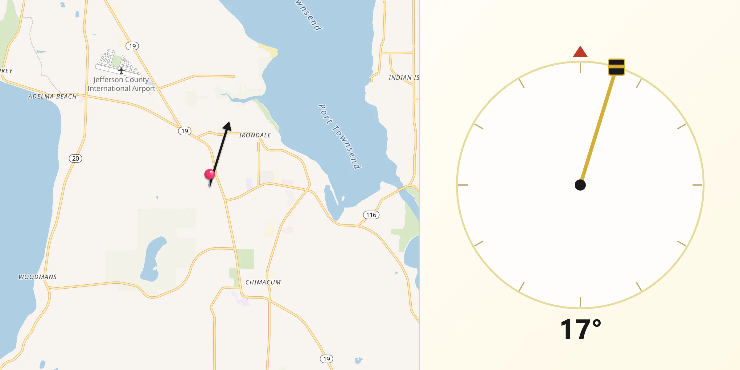 Qibla Direction from Port Hadlock-Irondale