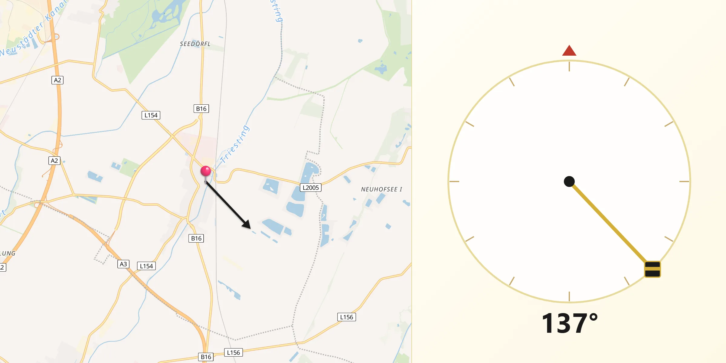 Qibla-Richtung von Münchendorf