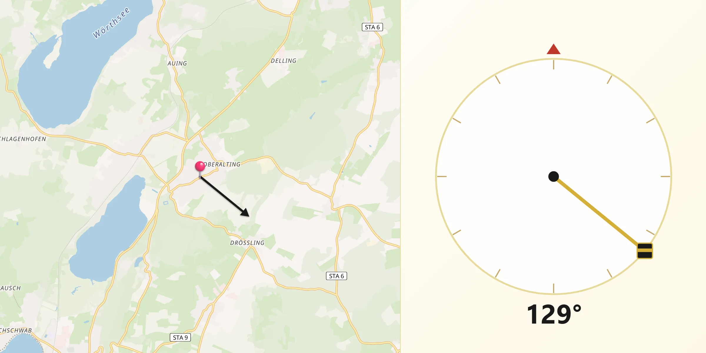 Qibla-Richtung von Seefeld