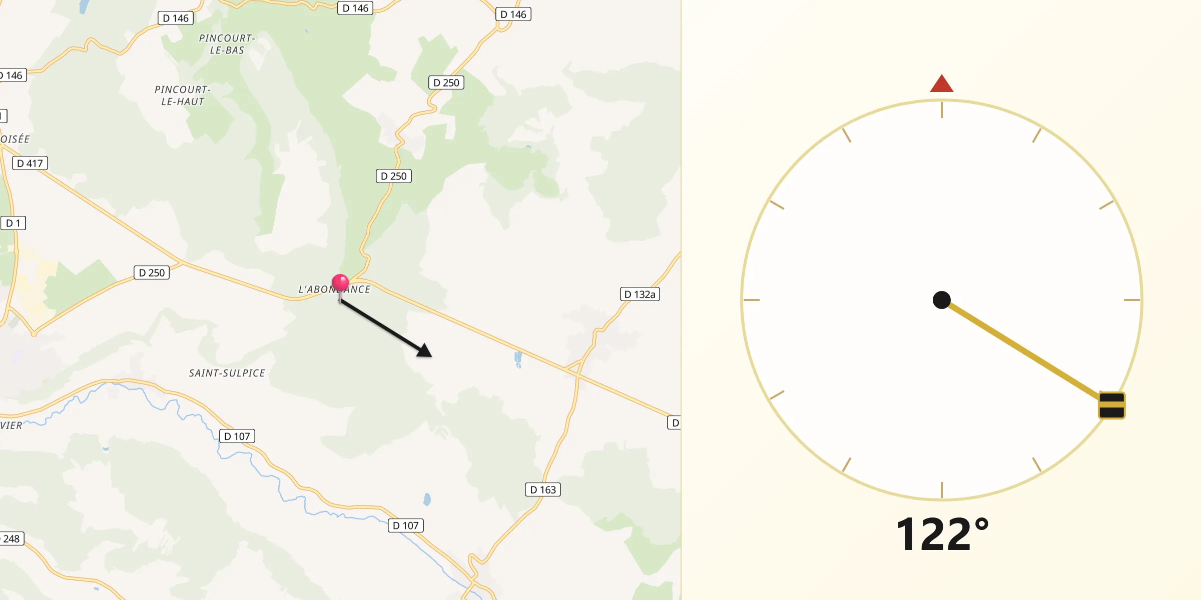 Direction vers la Qibla depuis Is-en-Bassigny