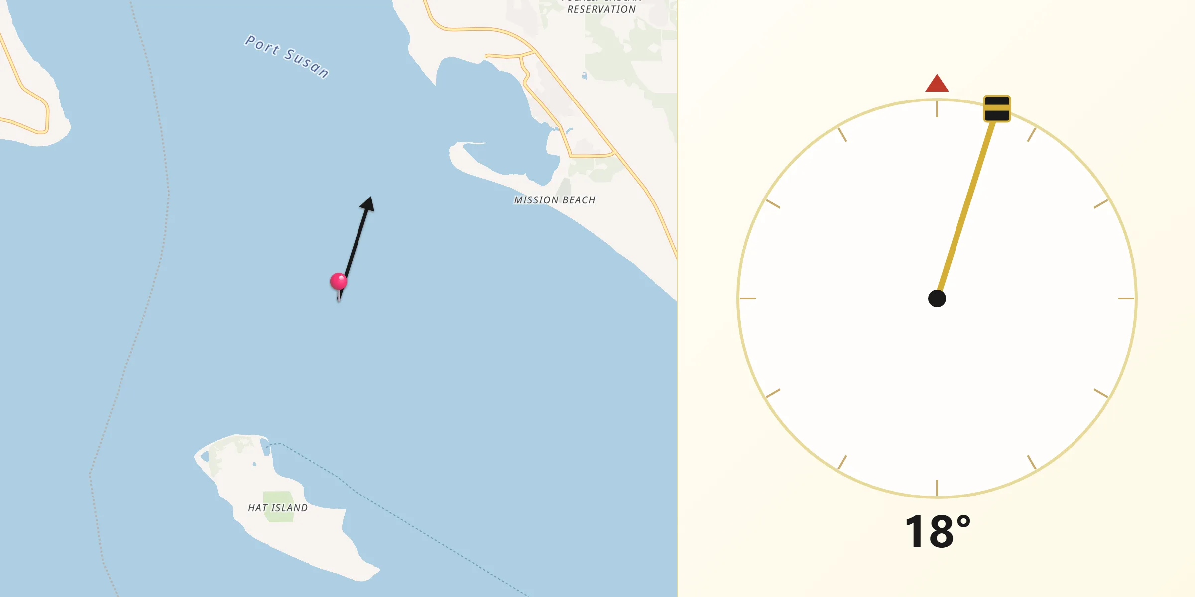 Qibla Direction from Tulalip Bay