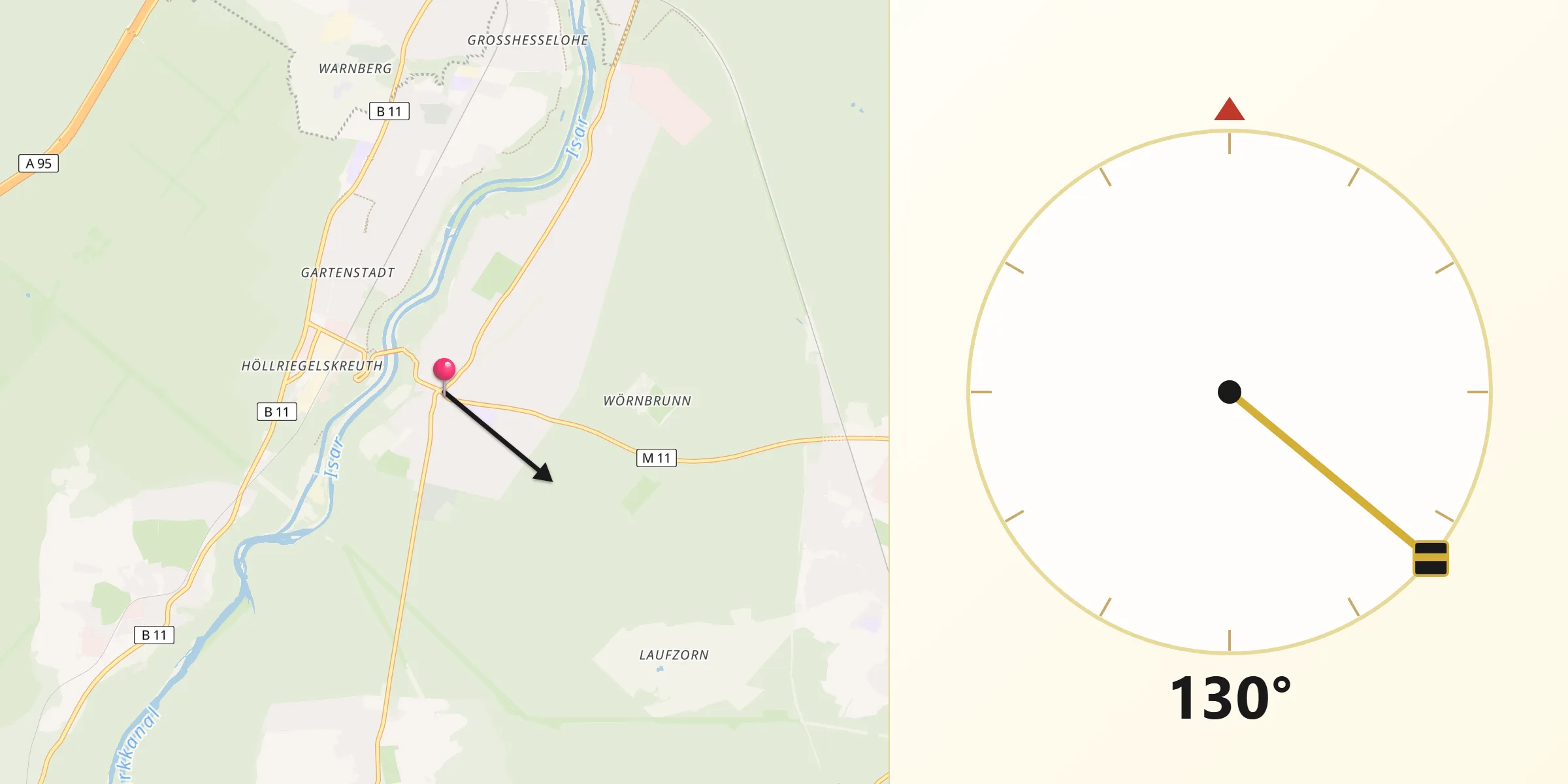Qibla-Richtung von Grünwald