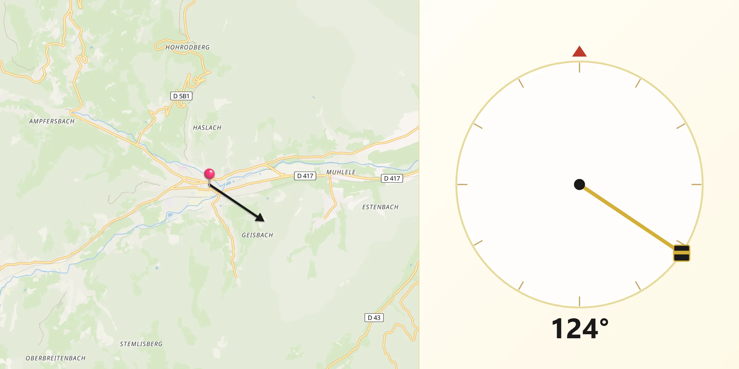 Direction vers la Qibla depuis Munster
