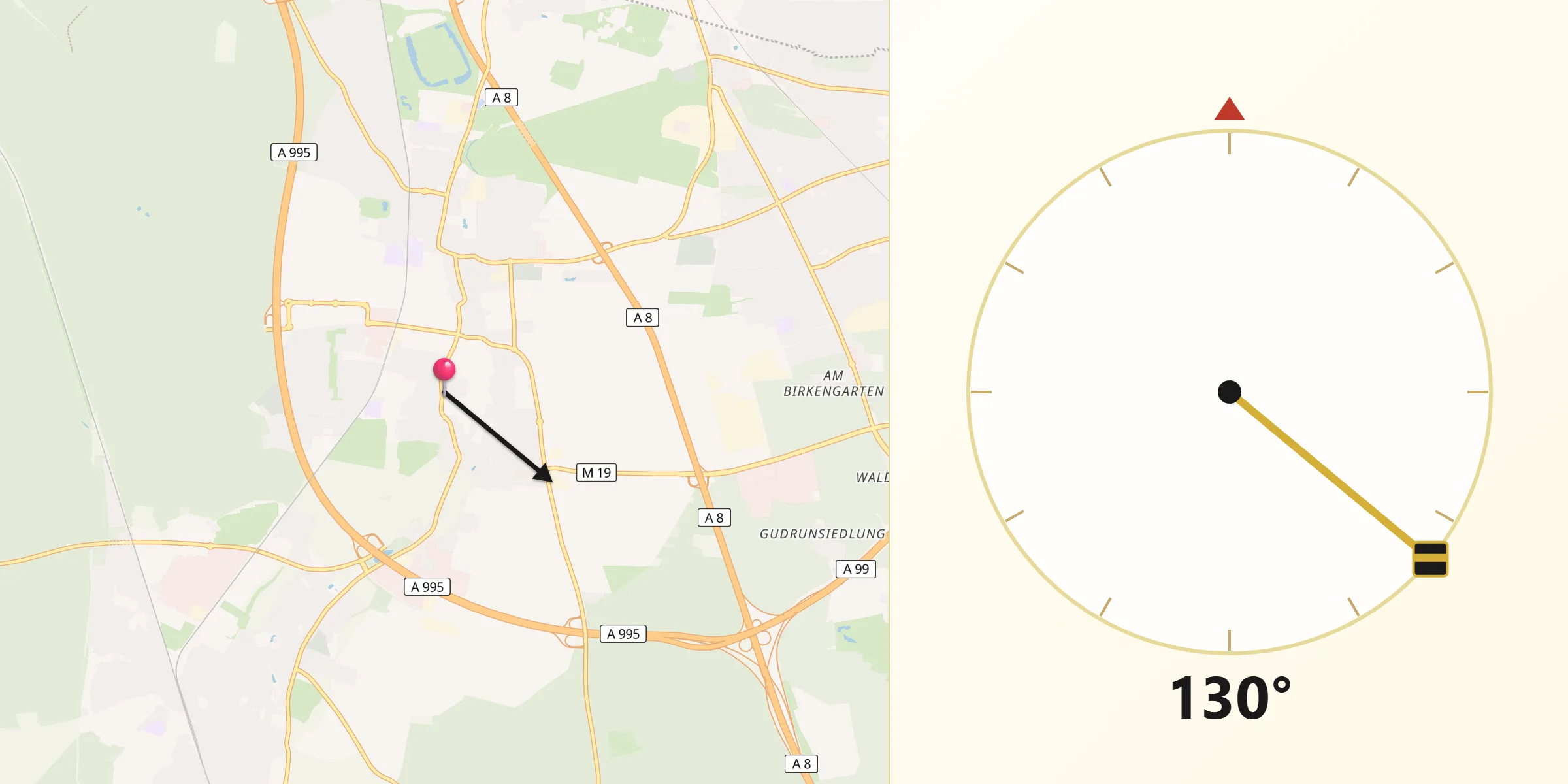 Qibla-Richtung von Taufkirchen