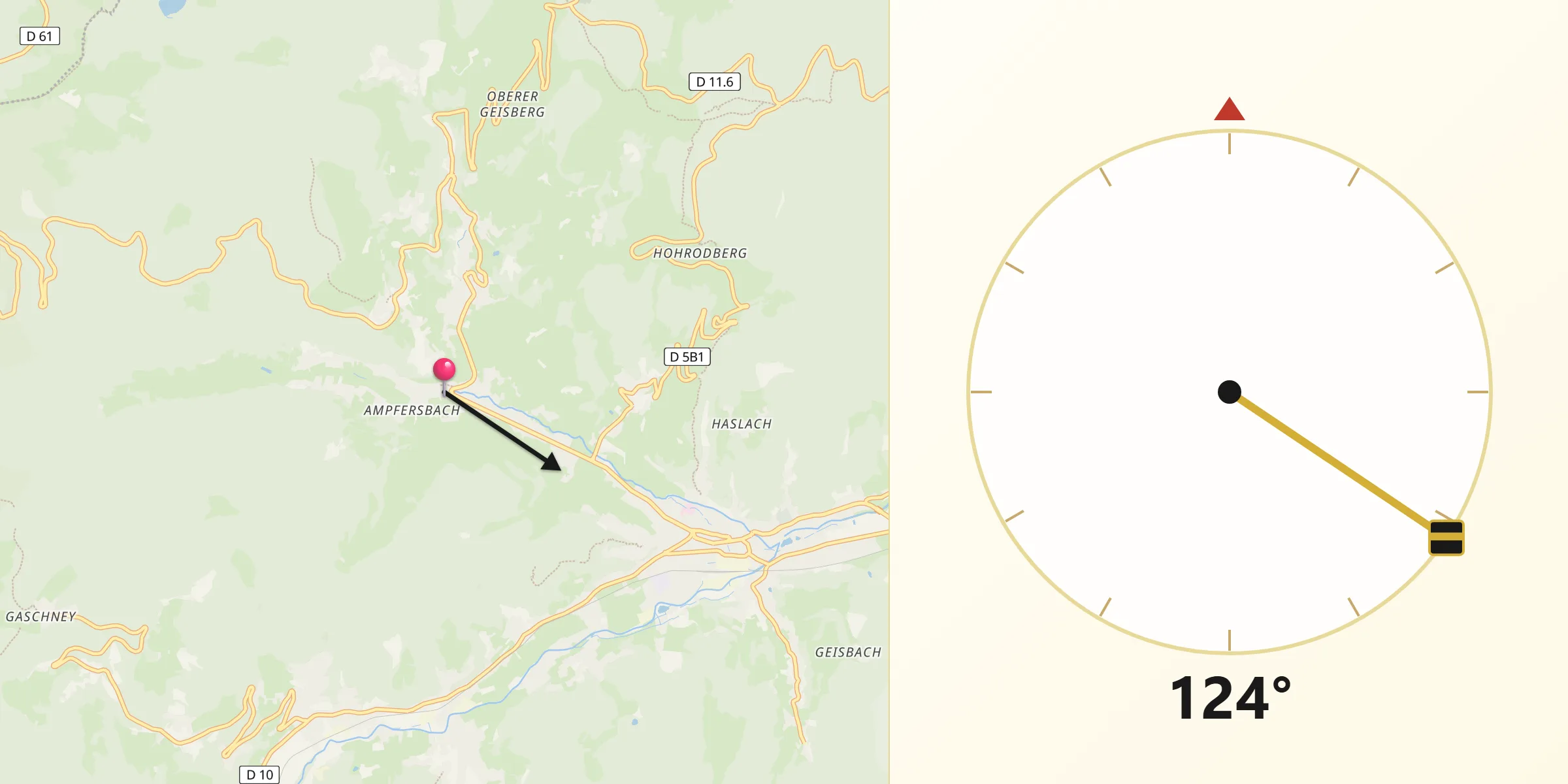 Direction vers la Qibla depuis Stosswihr