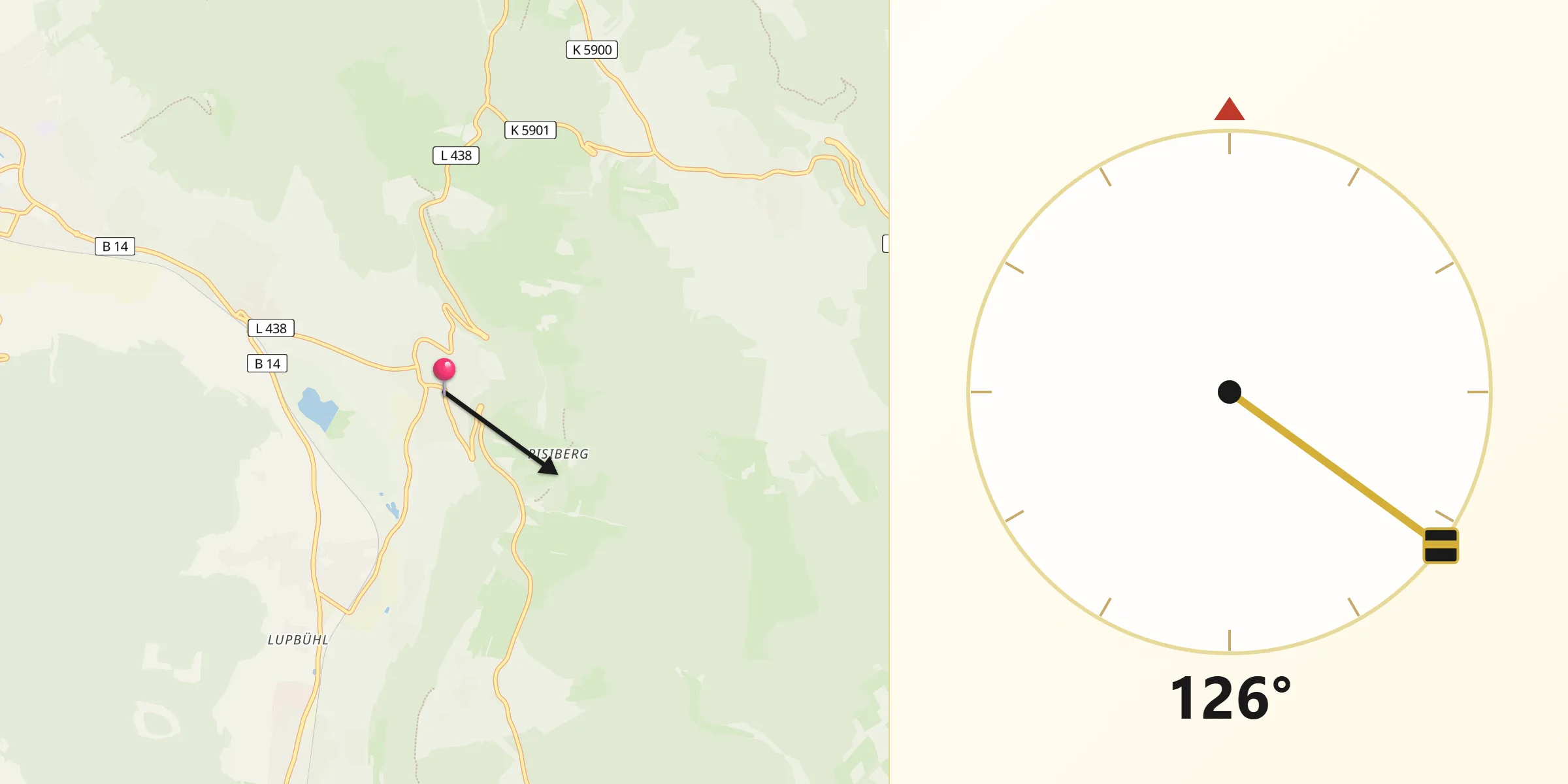 Qibla-Richtung von Dürbheim