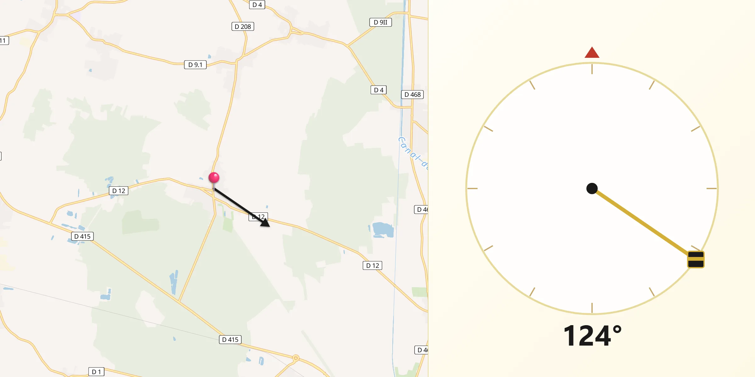 Direction vers la Qibla depuis Widensolen