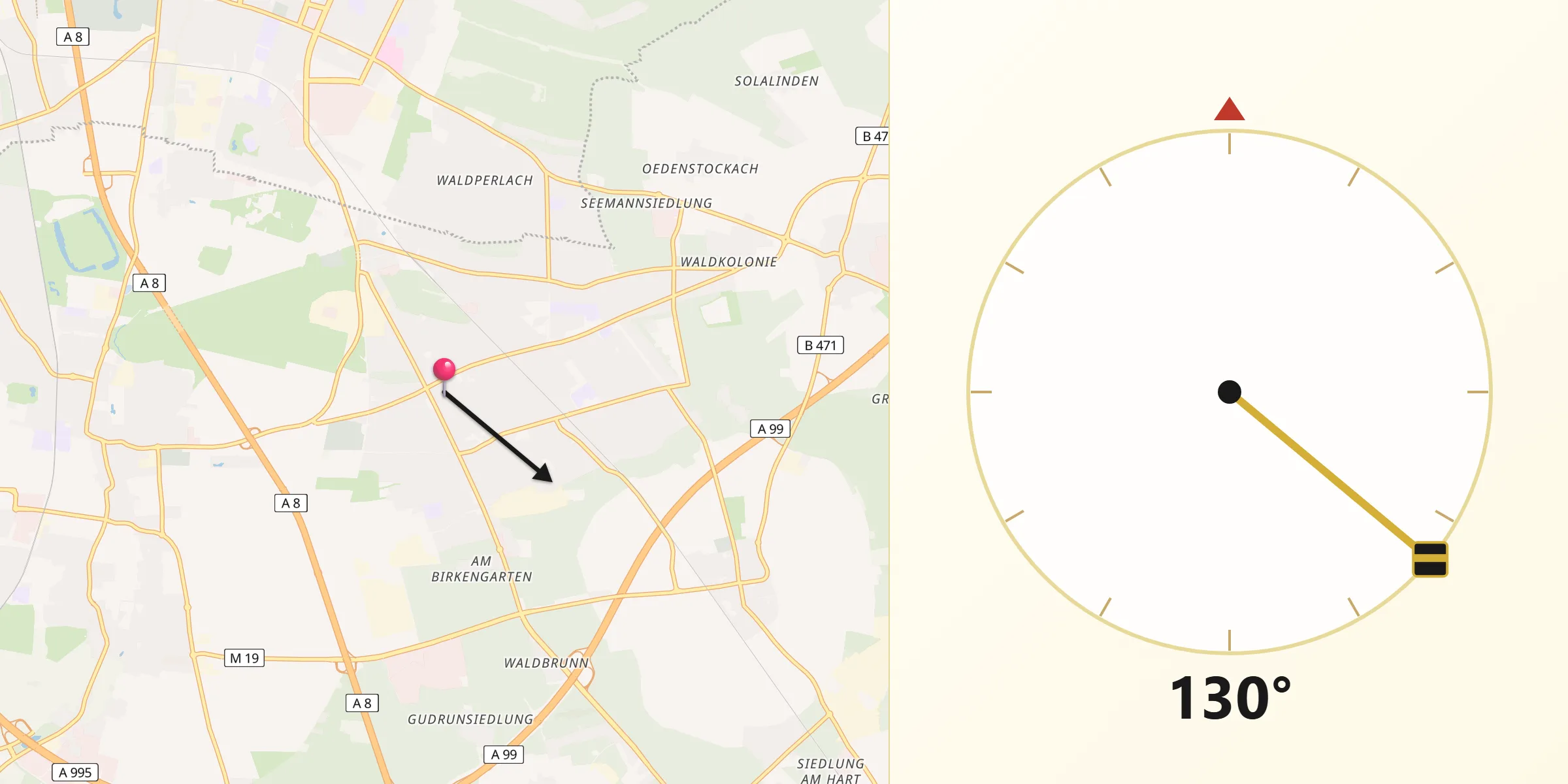 Qibla-Richtung von Ottobrunn