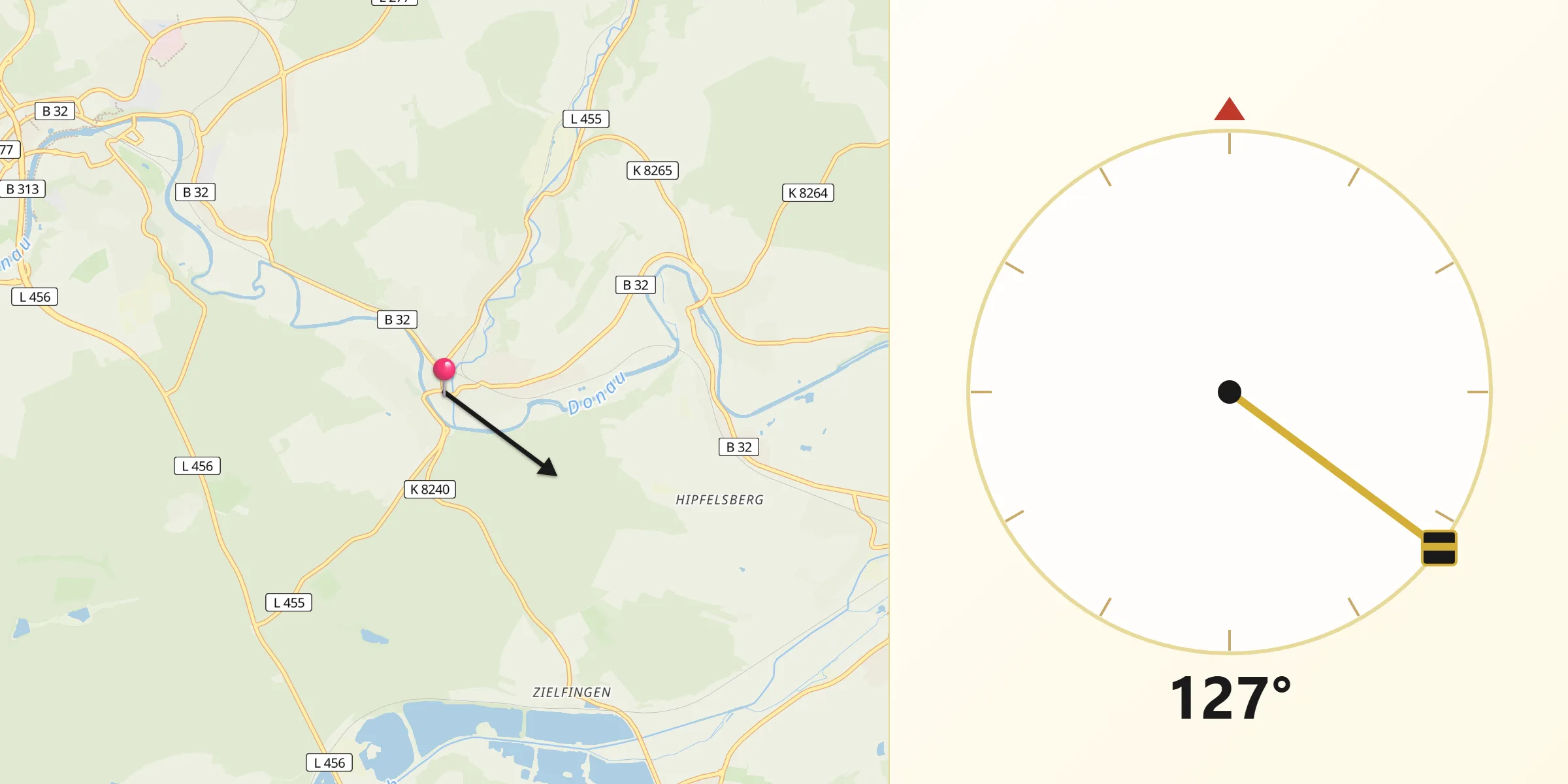 Qibla-Richtung von Sigmaringendorf