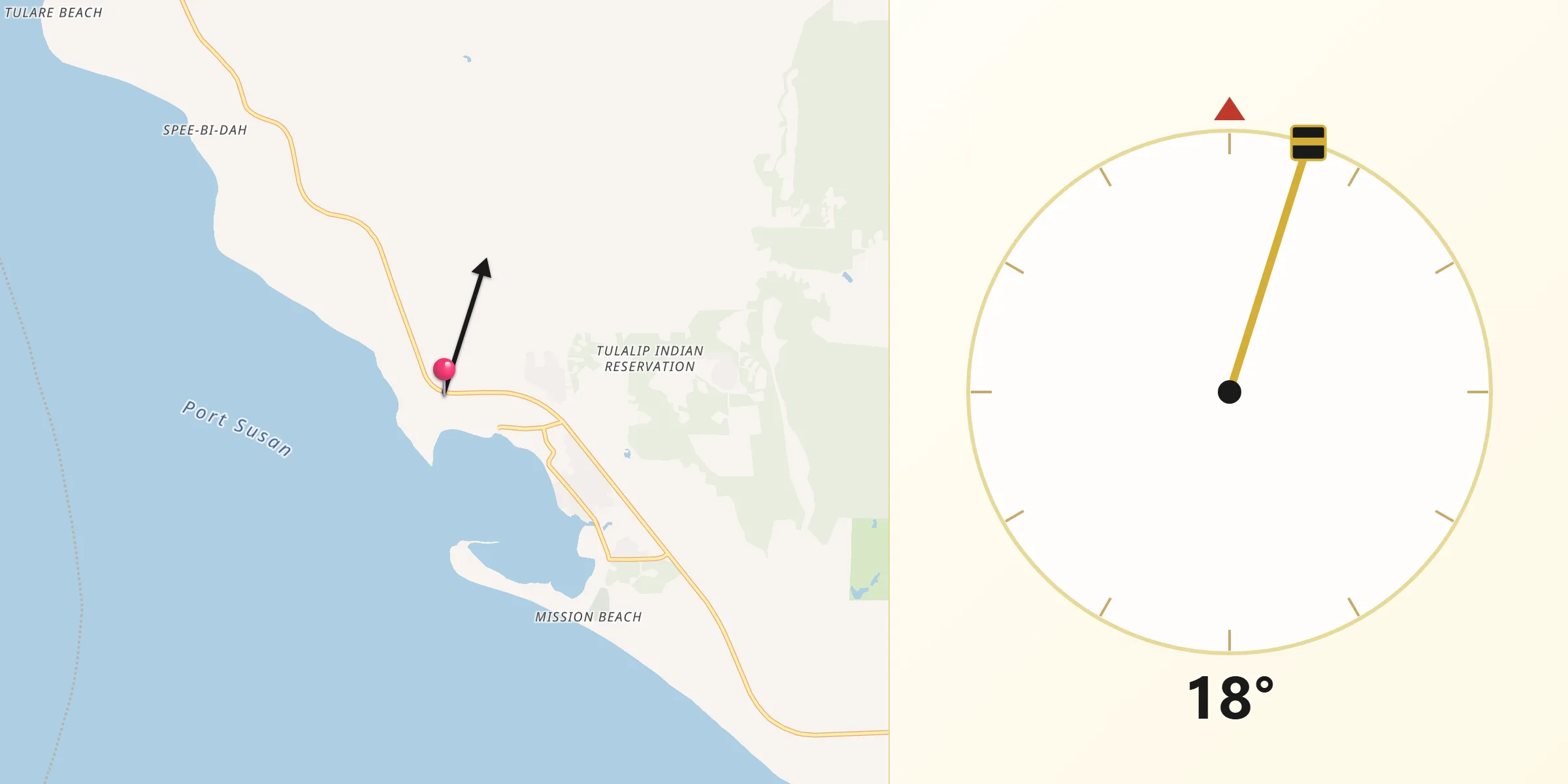 Qibla Direction from Tulalip