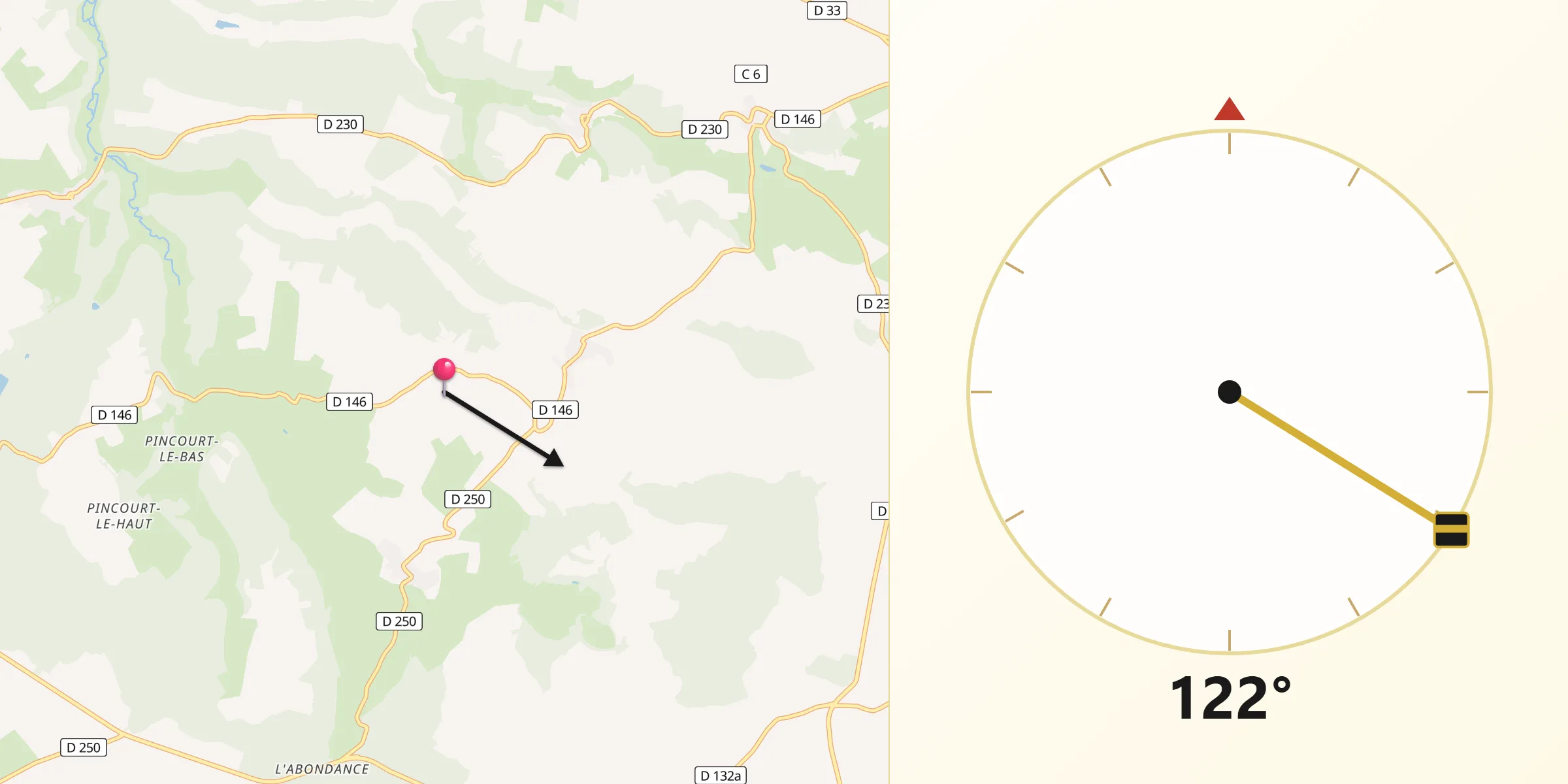 Direction vers la Qibla depuis Ninville